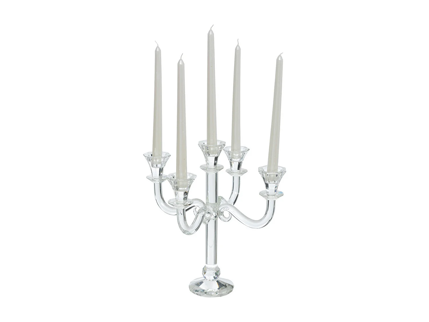Bougeoir Chandelier 5 Branches en verre H 33 cm