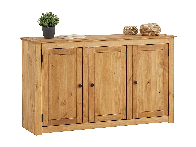 Buffet salle à manger CANCUN L 135 cm en bois massif finition laquée avec 3 portes battantes