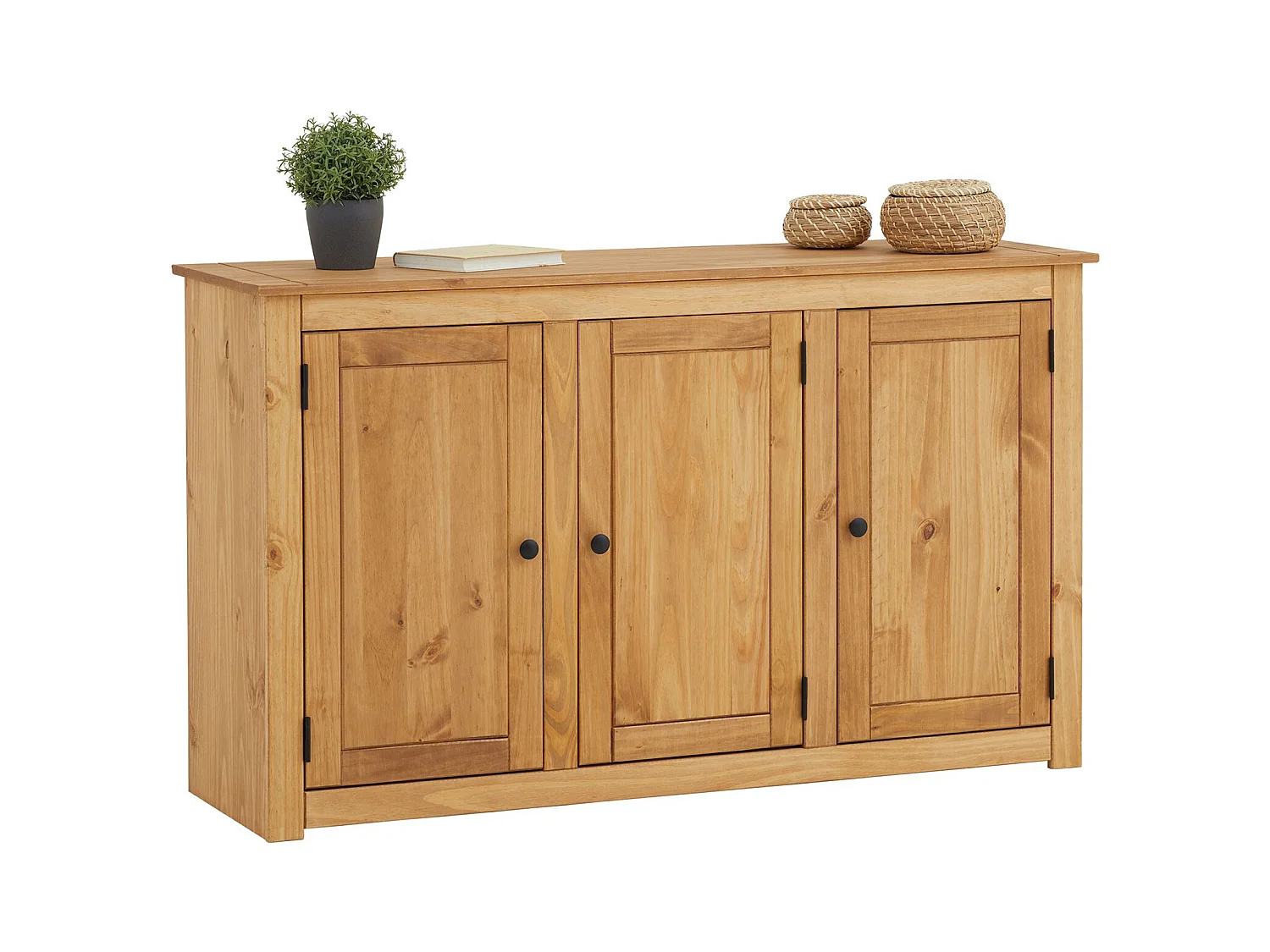 Buffet salle à manger CANCUN L 135 cm en bois massif finition laquée avec 3 portes battantes