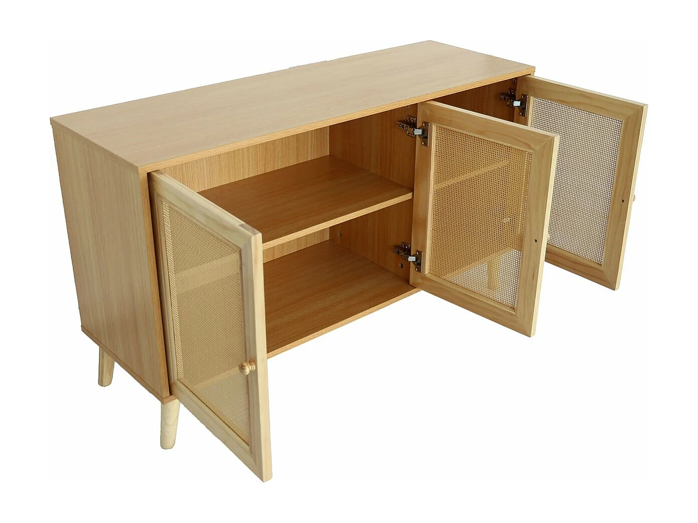 Buffet de armazenamento de cana "Neuille" em madeira - 120 x 40 x 71,5 cm - Bege