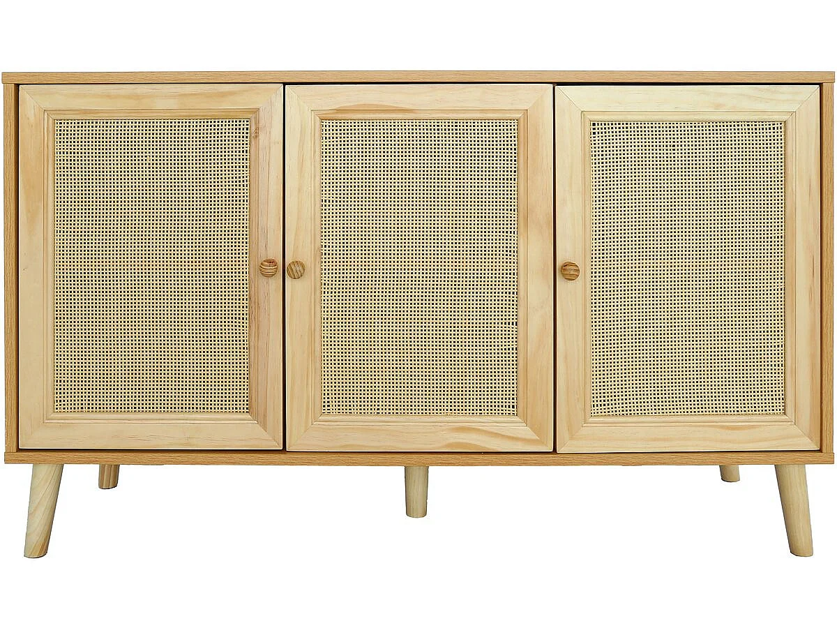 Aparador estilo caña "Neuille" - 120 x 40 x 71,5 cm - Beige -