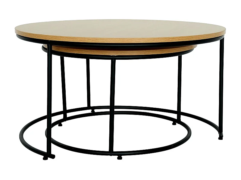 Lot de 2 tables basses gigognes "Wen" - Marron