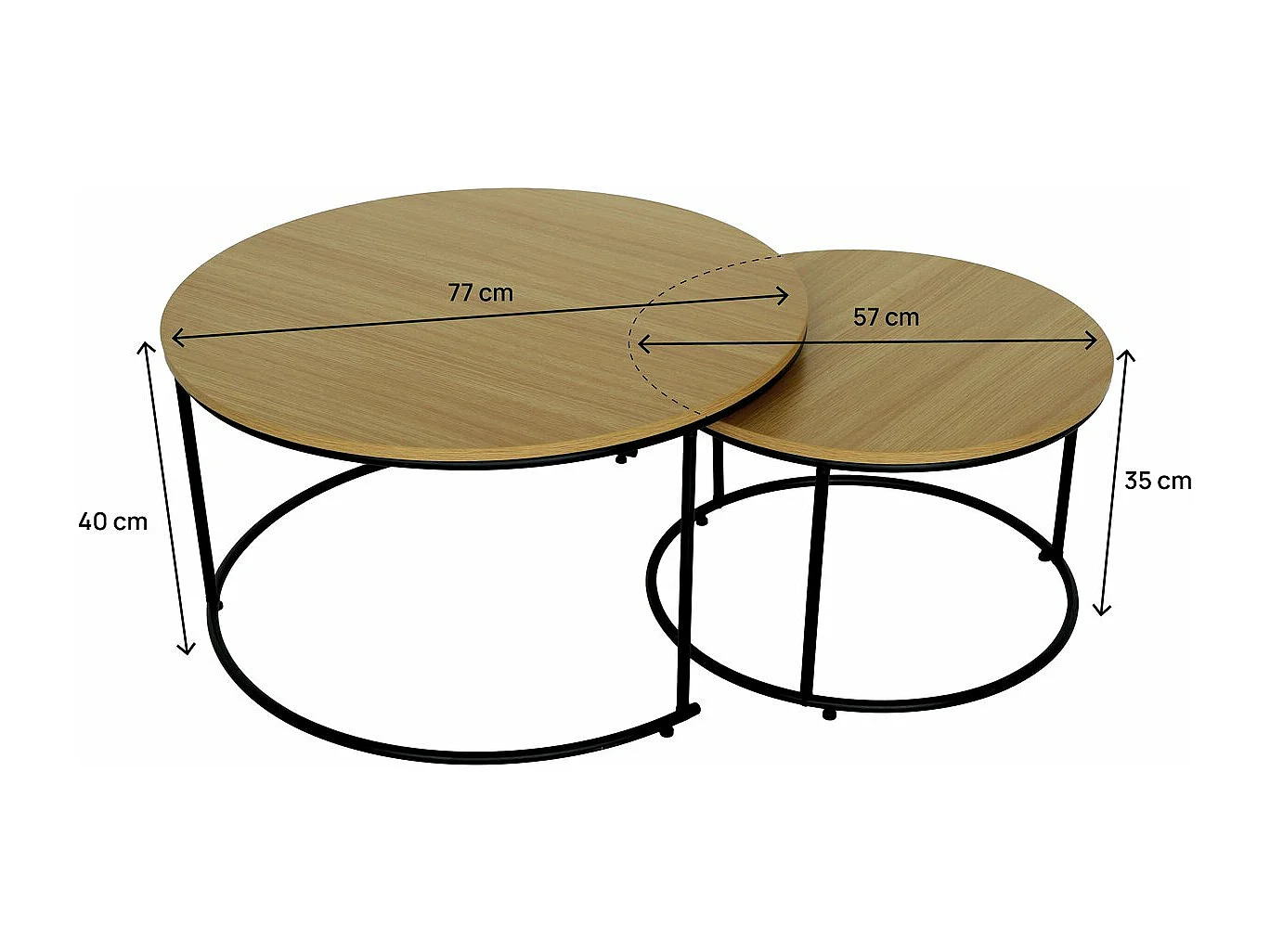 Lot de 2 tables basses gigognes "Wen" - Marron