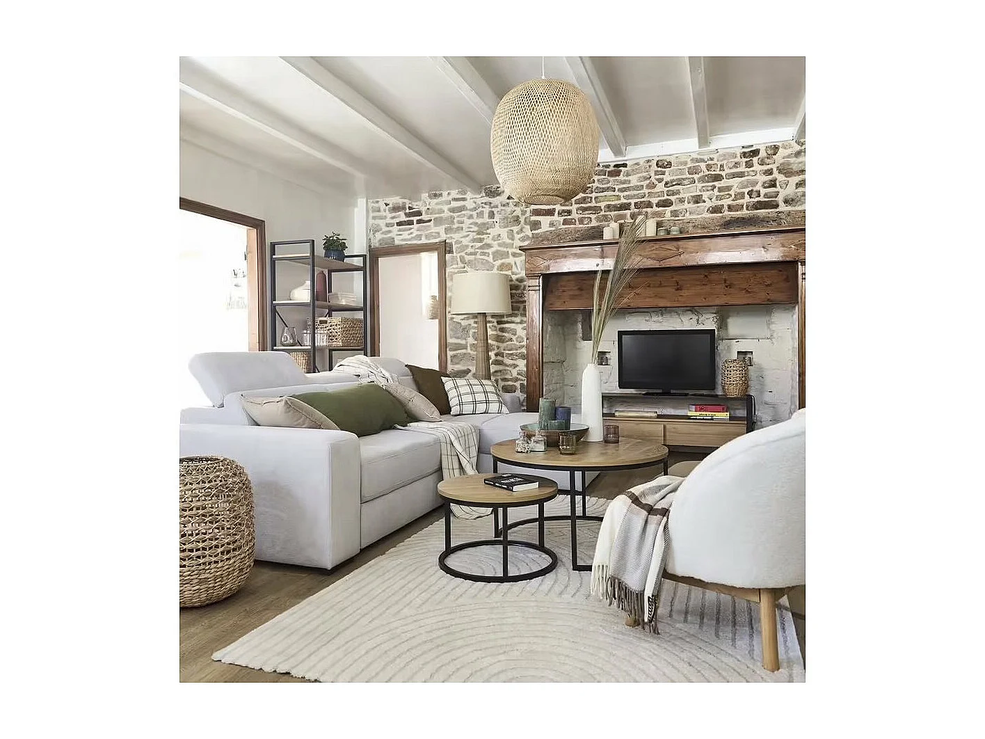 Zestaw 2 stolików kawowych typu "Wen" – brazowy