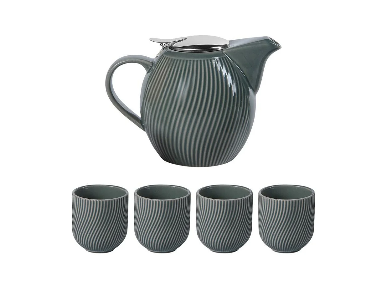 Coffret théière Mao gris 0,9L et 4 gobelets