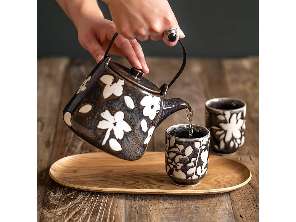 Théière avec filtre Sakura noire 1L