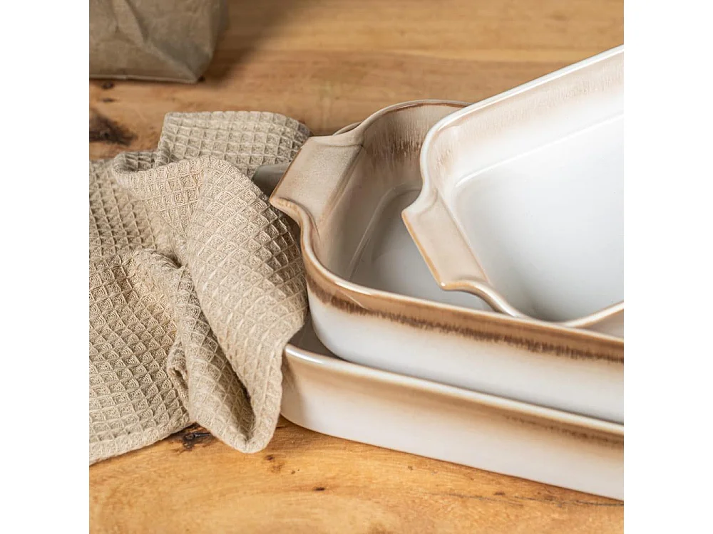 Set de 3 plats à four beige 24, 31 et 35 cm