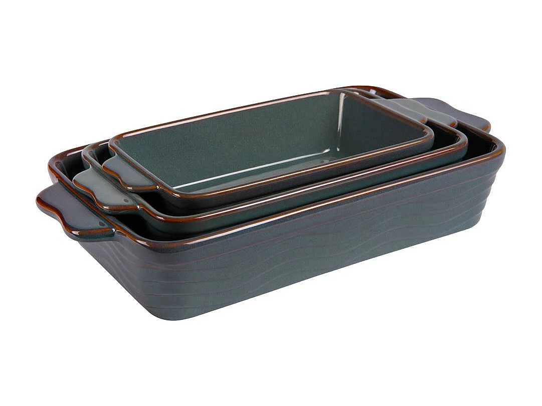 Set de 3 plats à four vague vert 25, 30 et 36 cm