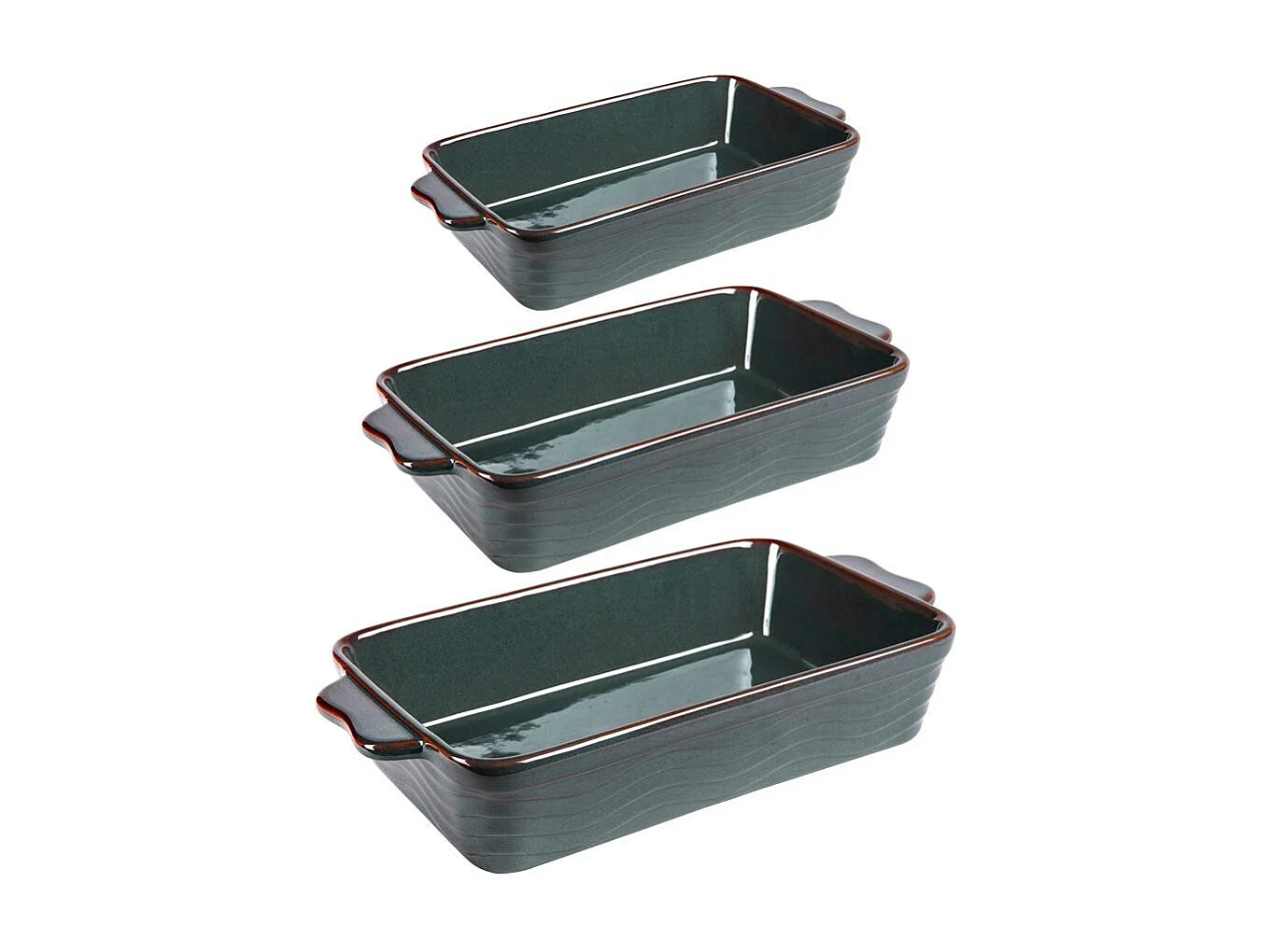 Set de 3 plats à four vague vert 25, 30 et 36 cm