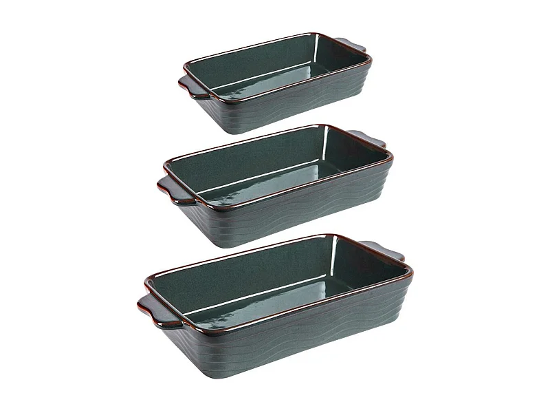 Set de 3 plats à four vague vert 25, 30 et 36 cm