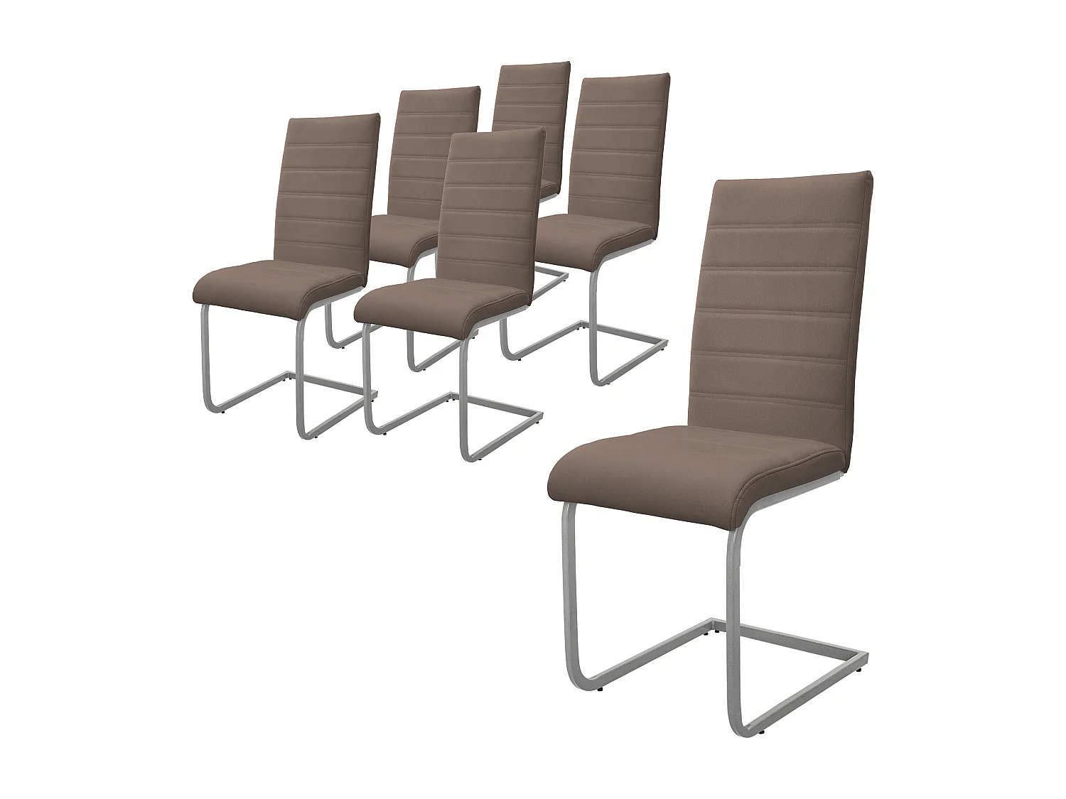 6 sillas de comedor basculante marrón asientos cantilever de polipiel ergonómico