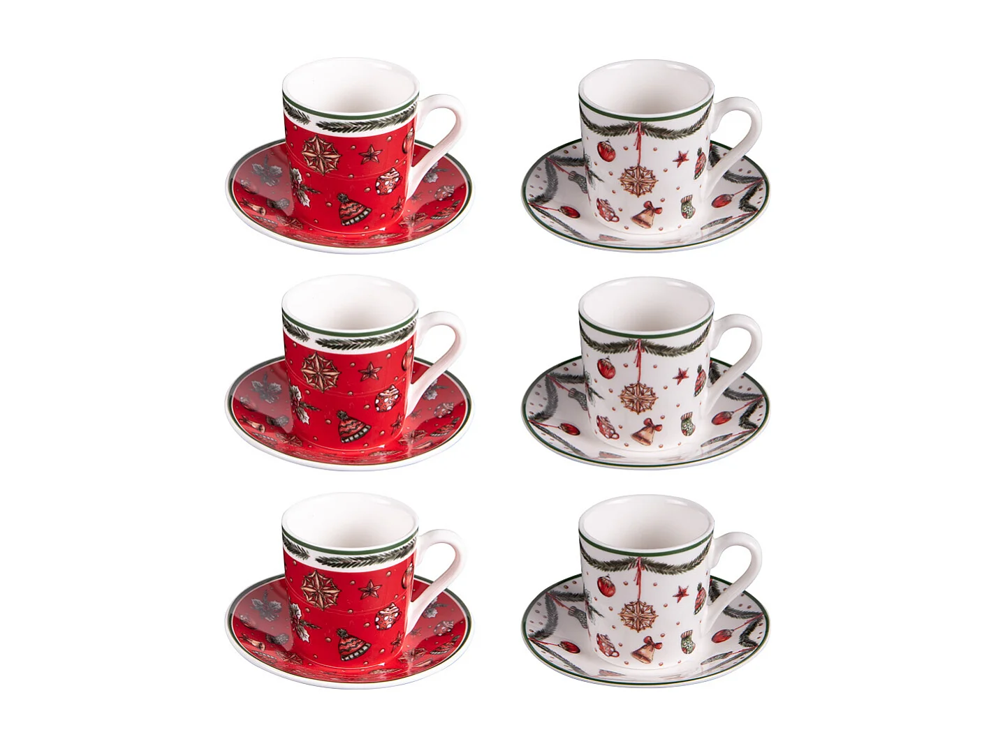 Coffret de 6 tasses et sous tasses à café Bells 10 cl