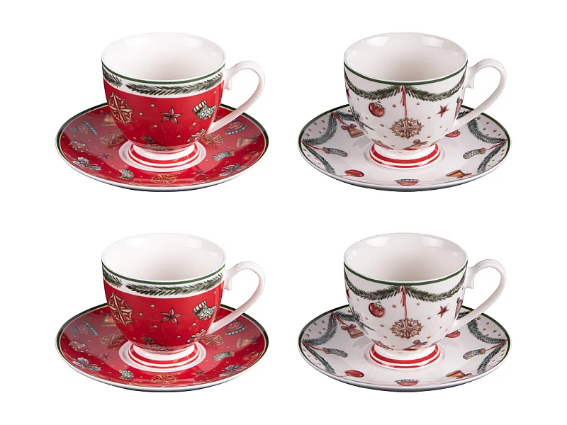 Coffret de 4 tasses et sous tasses à thé Bells 18 cl