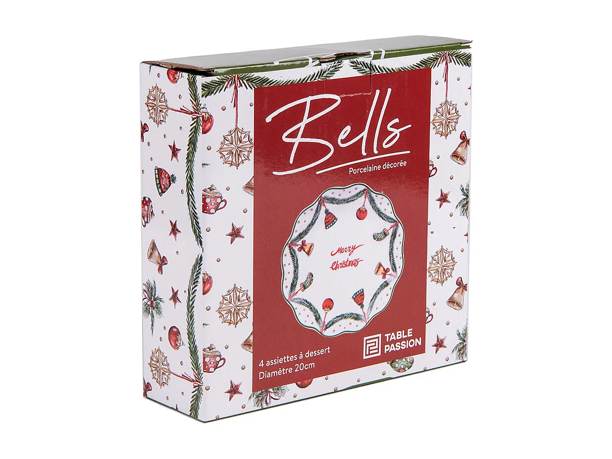 Coffret de 4 assiettes à dessert Bells 21 cm