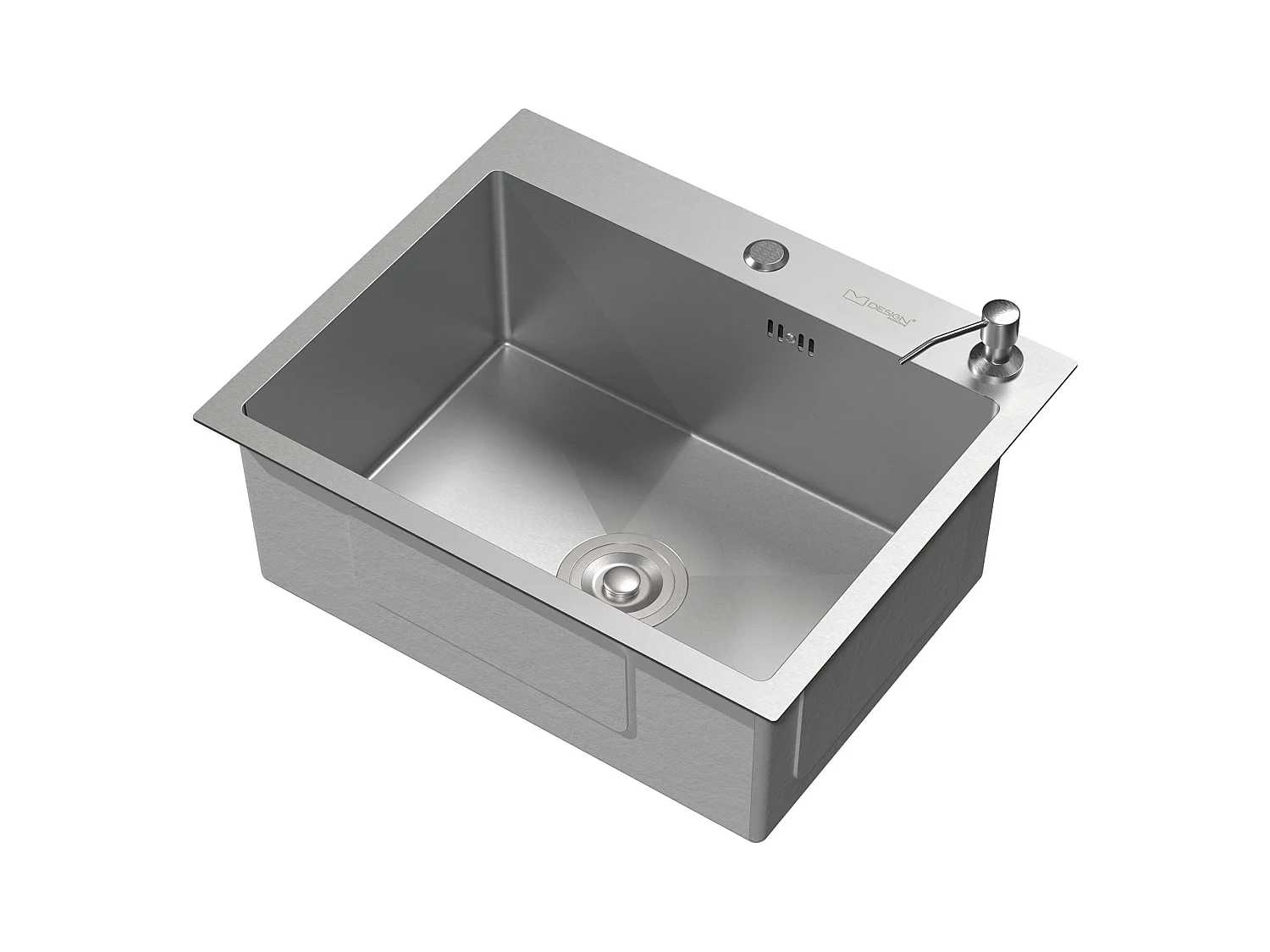 Fregadero de cocina de un seno 55x45 cm lavabo con desagüe dosificador de jabón
