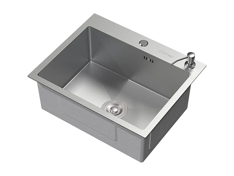 Lavello in acciaio inox lavabo da incasso cucina con dispenser sapone 55 x 45 cm