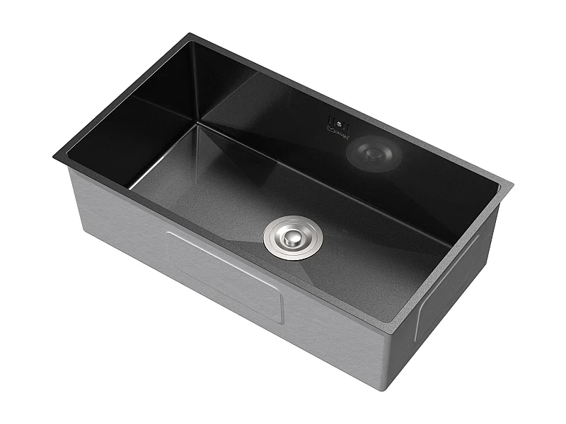 Fregadero XXL de cocina un seno 70x40cm antracita lavabo con desagüe/rebosadero