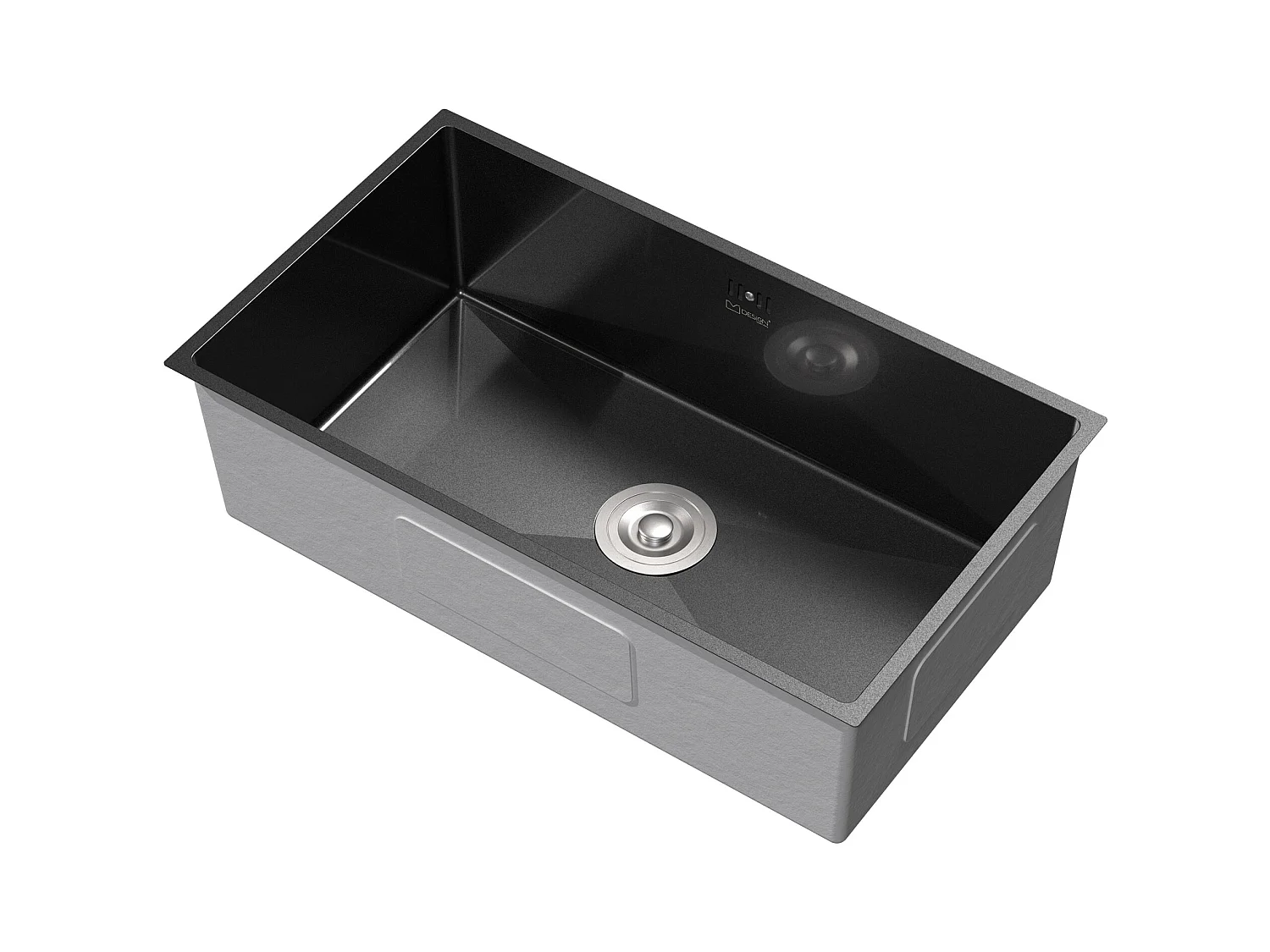Évier de cuisine en acier inoxydable à encastrer anthracite avec vidage 70x40 cm