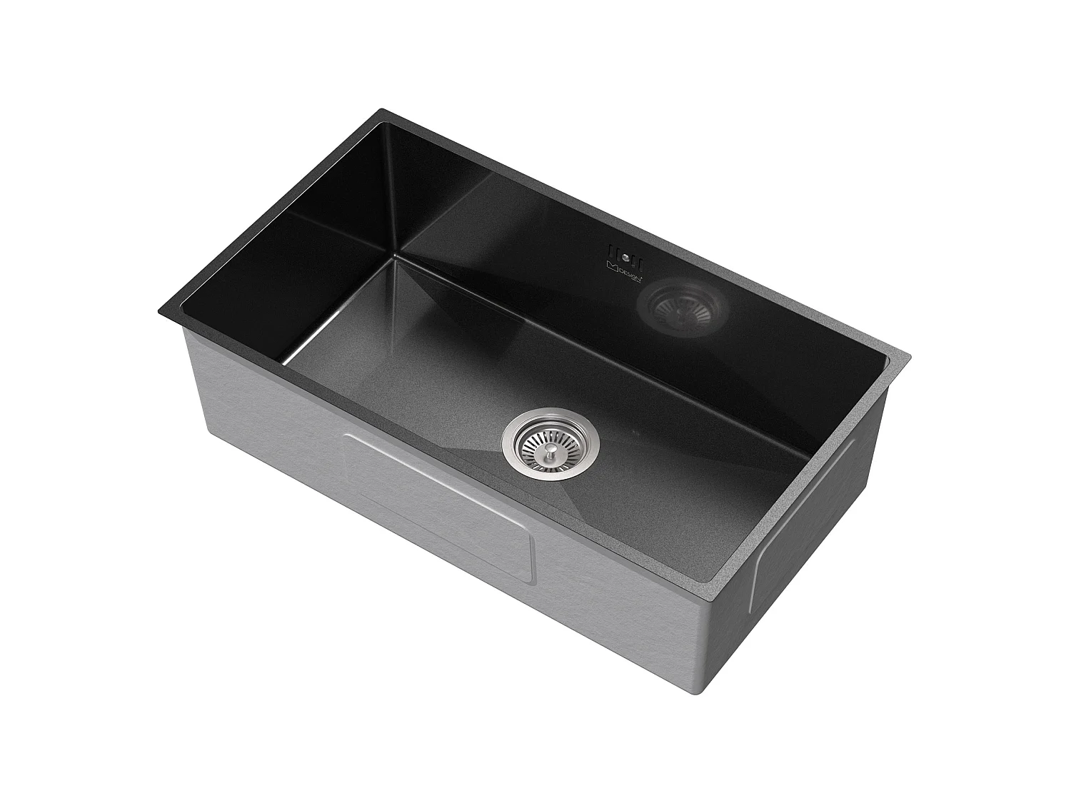 Évier de cuisine 70x40 cm anthracite acier inoxydable rectangulaire avec vidage et trop-plein montage à encastrer sous plan 1 bac simple avec siphon