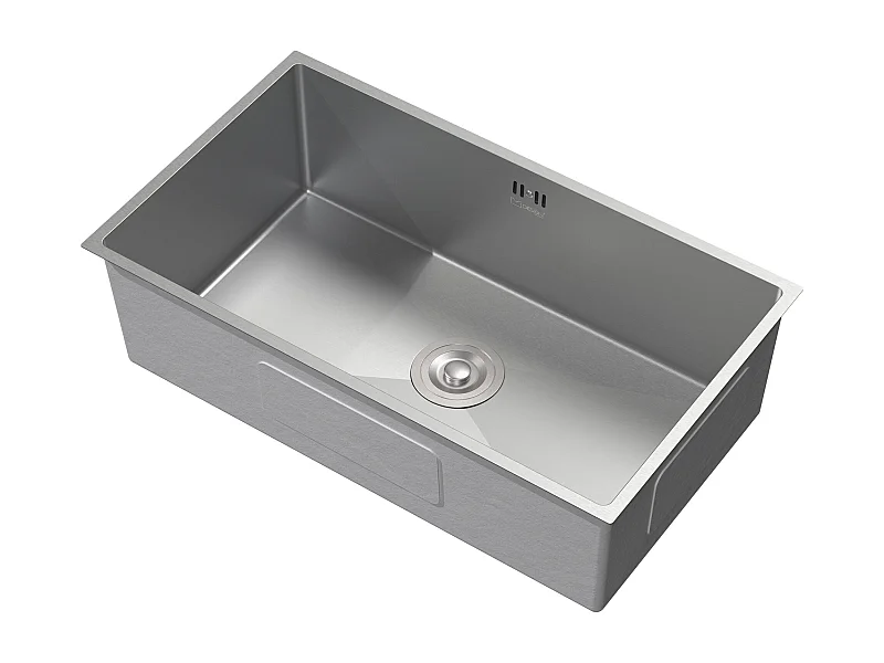 Fregadero XXL de cocina un seno 70x40cm plateado lavabo con desagüe y rebosadero