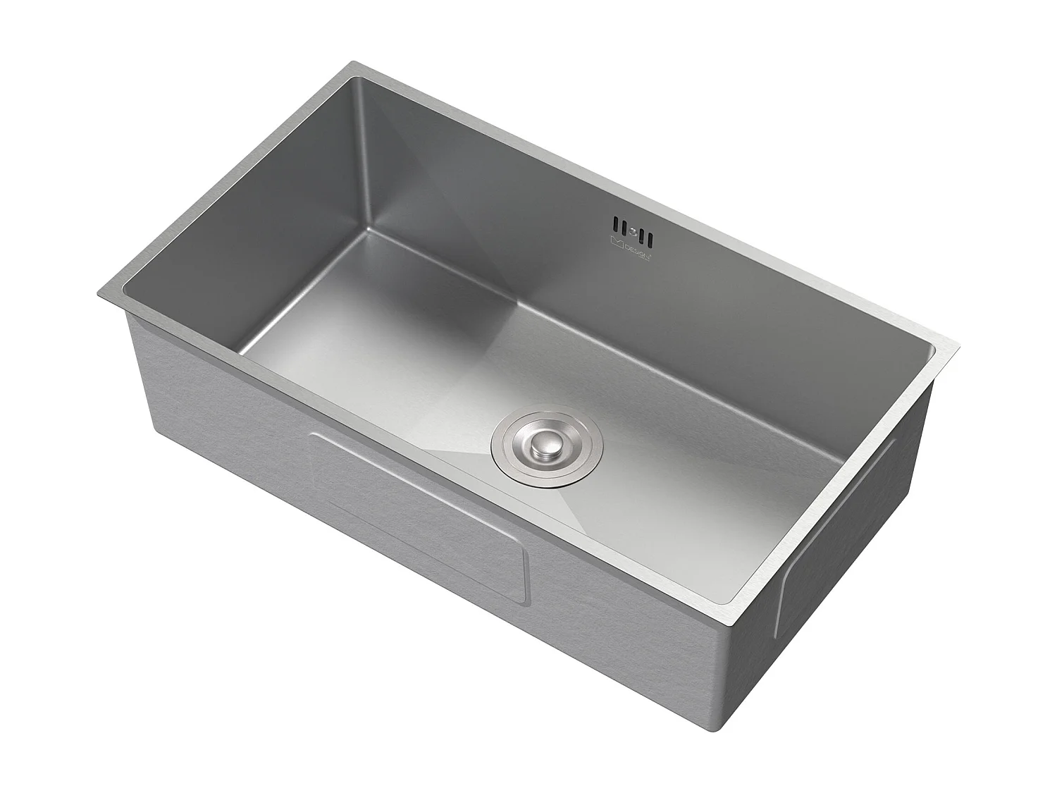 Fregadero XXL de cocina un seno 70x40cm plateado lavabo con desagüe y rebosadero