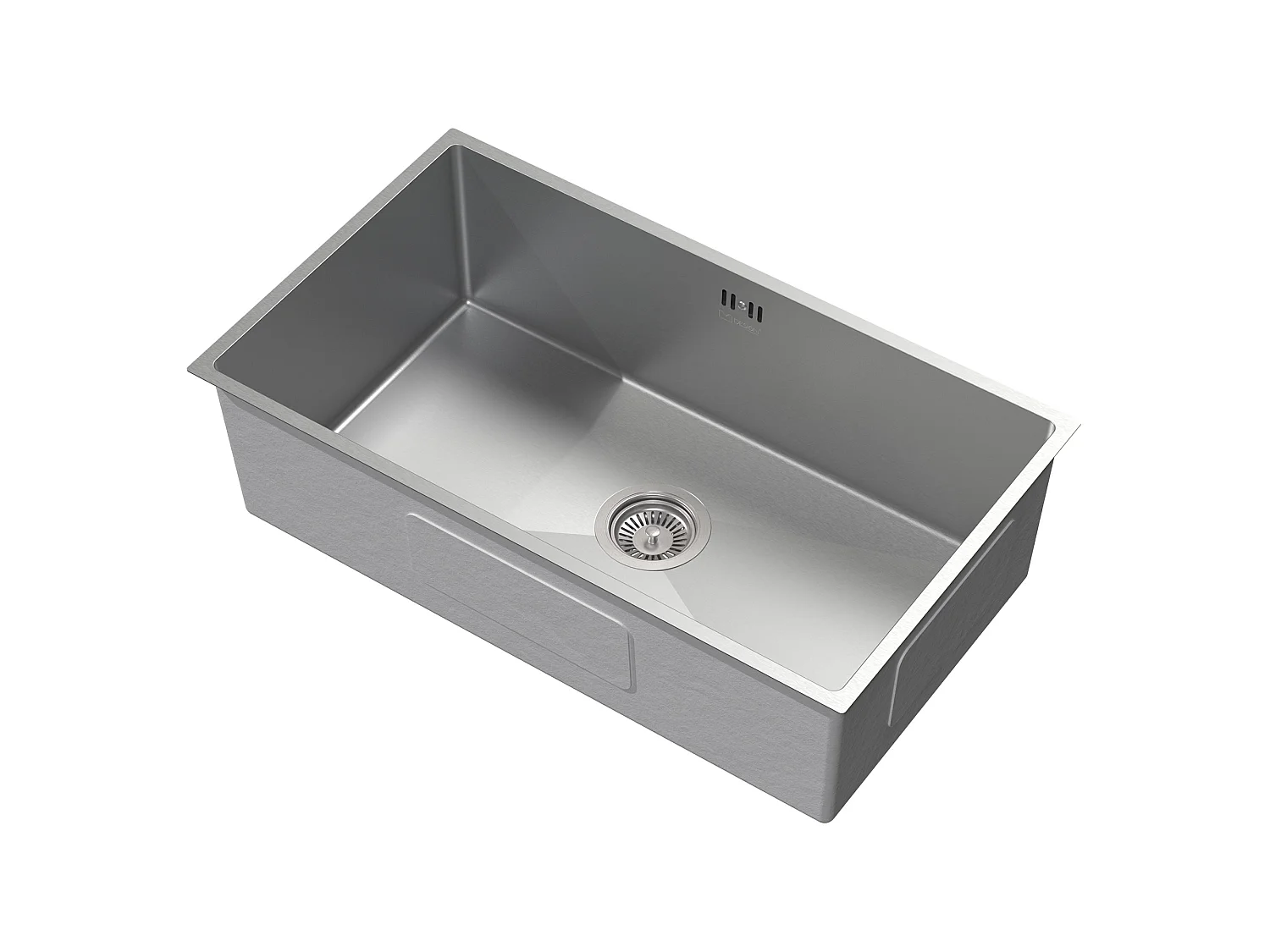 ML-Design Fregadero XXL de cocina de un seno 70x40cm plateado lavabo sobre encimera o enrasado con juego de desagüe, dosificador de jabon y rebosadero