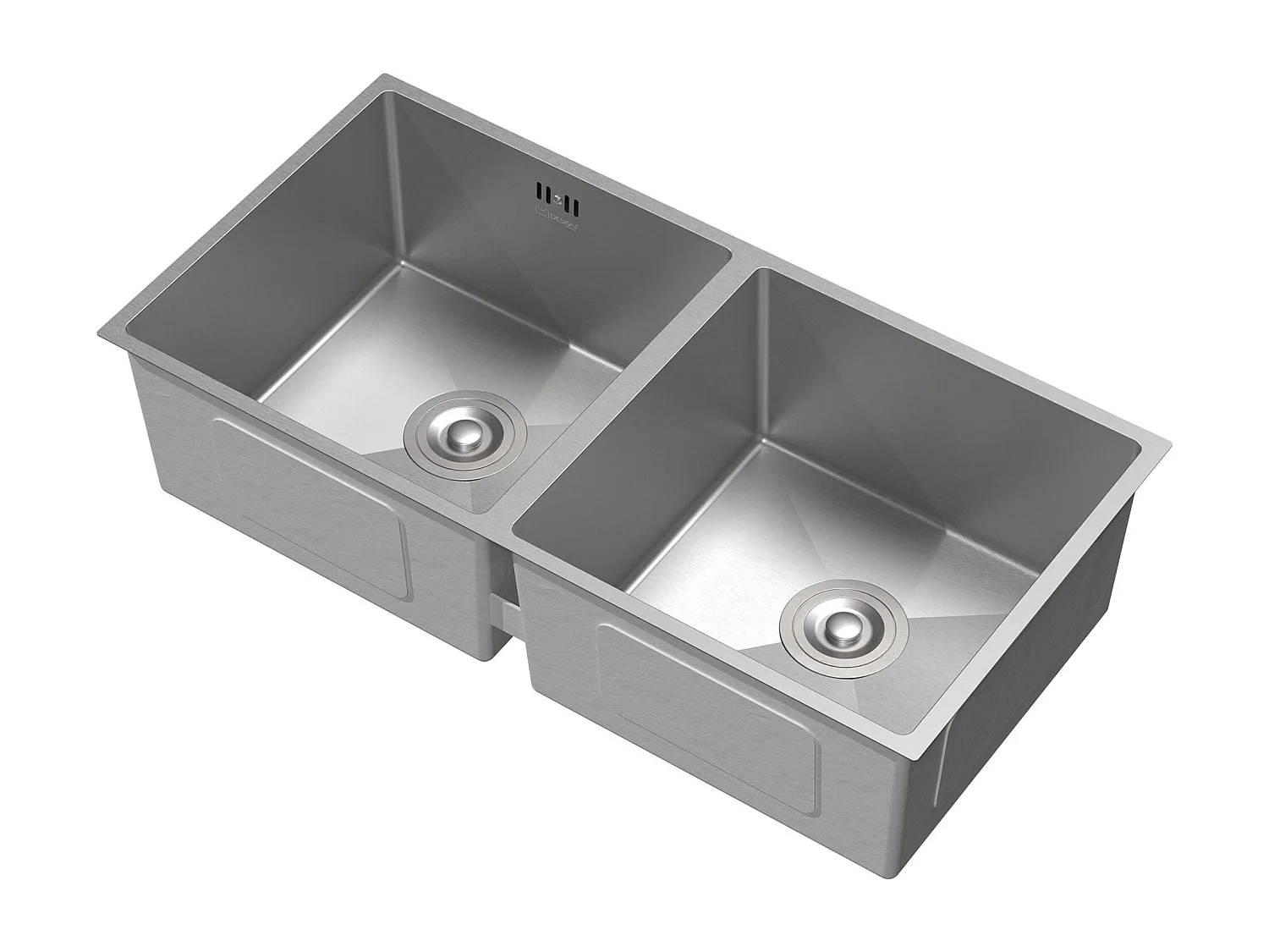 Évier double inox cuisine bac à encastrer argent + vidage trop-plein 81,5x40 cm