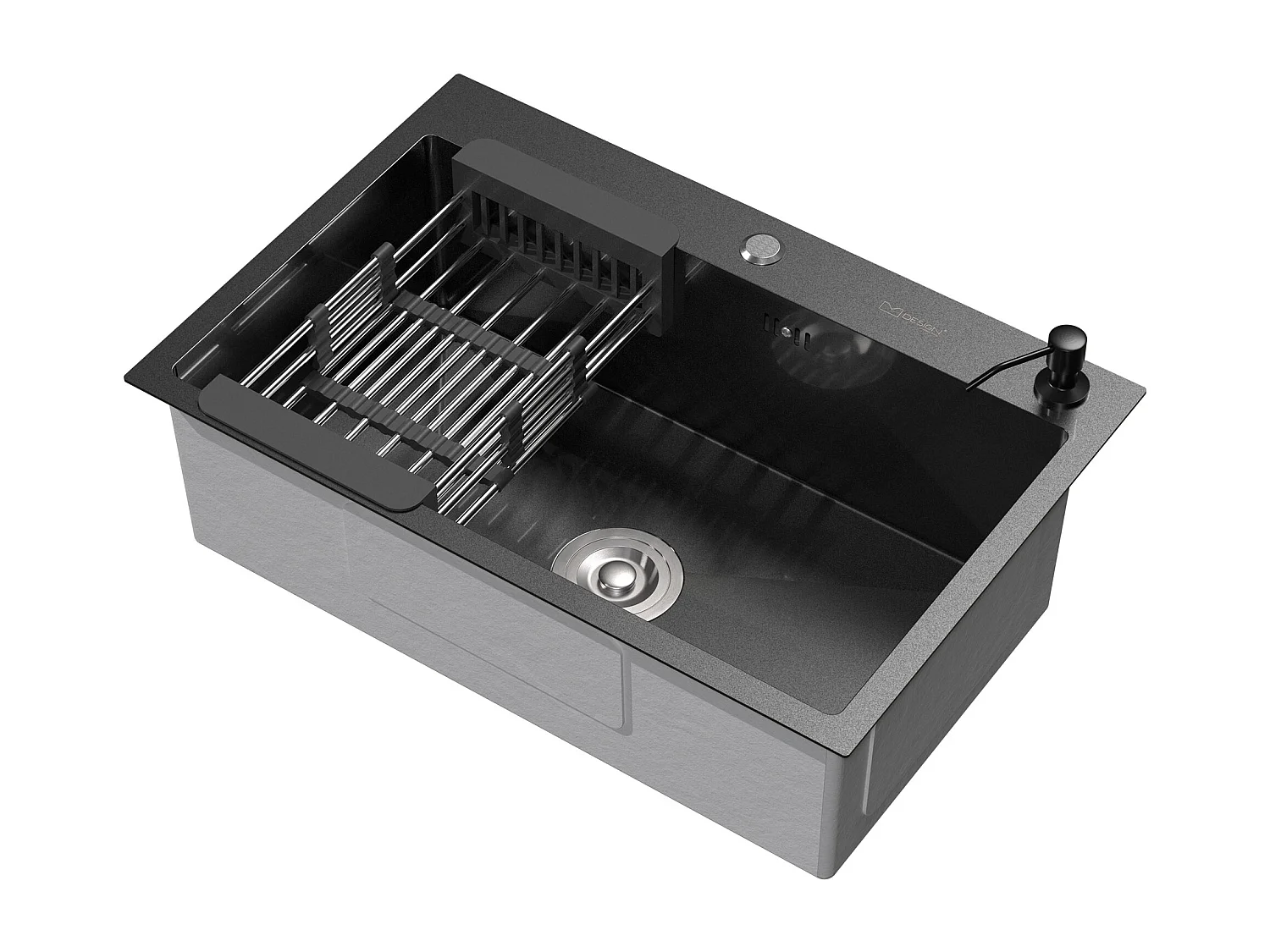 Fregadero de cocina de un seno 68x45 cm lavabo antracita con desagüe/escurridor