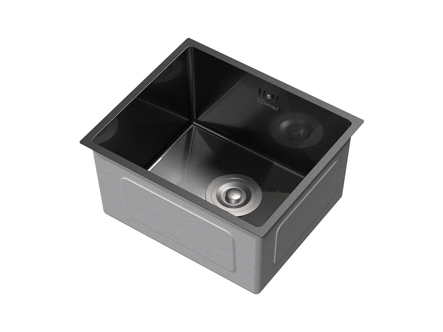 Évier de cuisine en acier inoxydable à encastrer anthracite avec vidage 40x34 cm