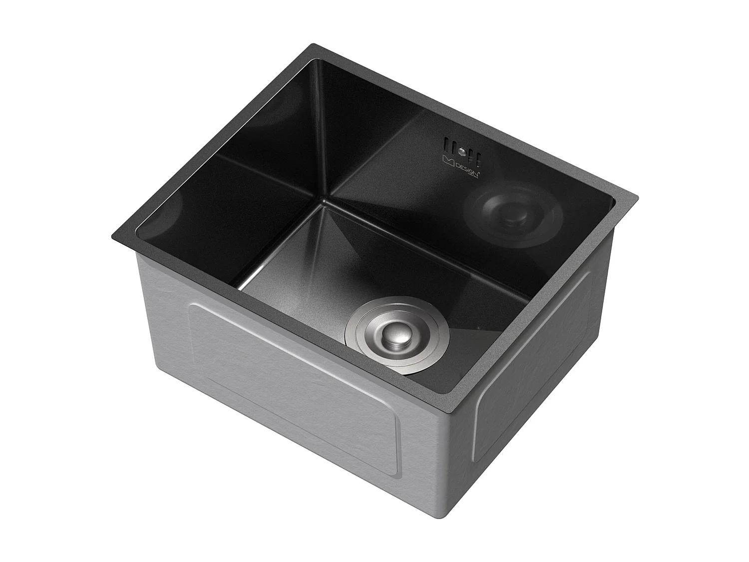 Fregadero de cocina de un seno 34x40cm antracita lavabo con desagüe y rebosadero