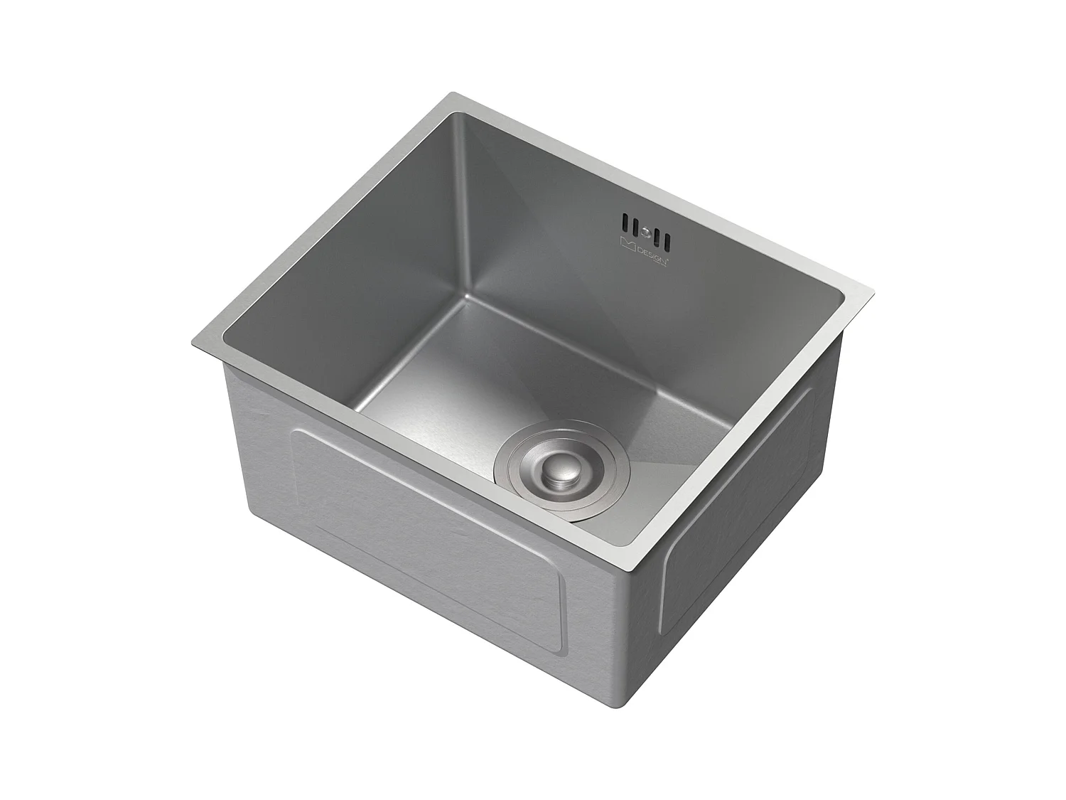Fregadero de cocina de un seno 34x40 cm plateado lavabo con desagüe y rebosadero