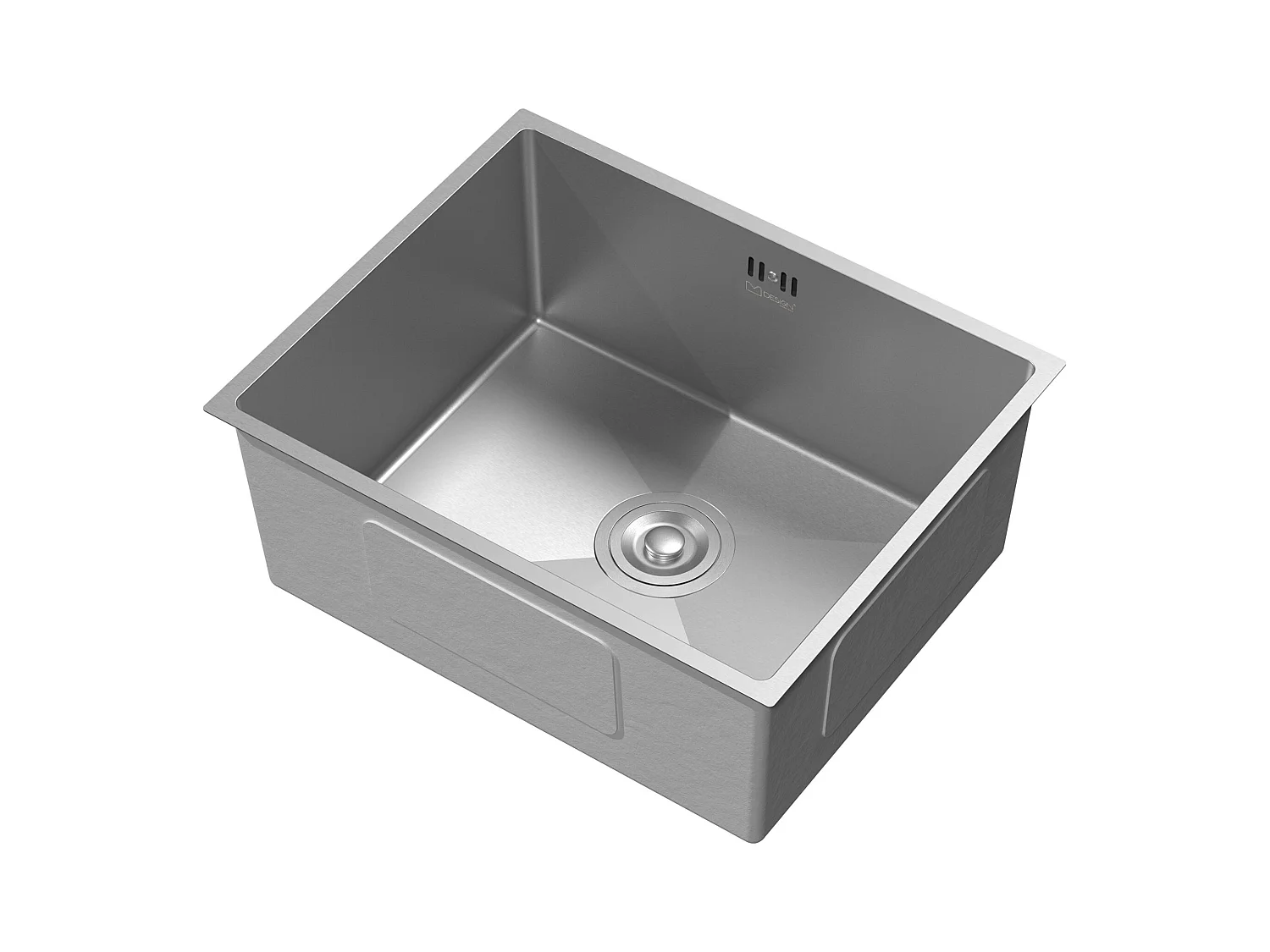 Fregadero de cocina de un seno 50x40 cm plateado lavabo con desagüe y rebosadero