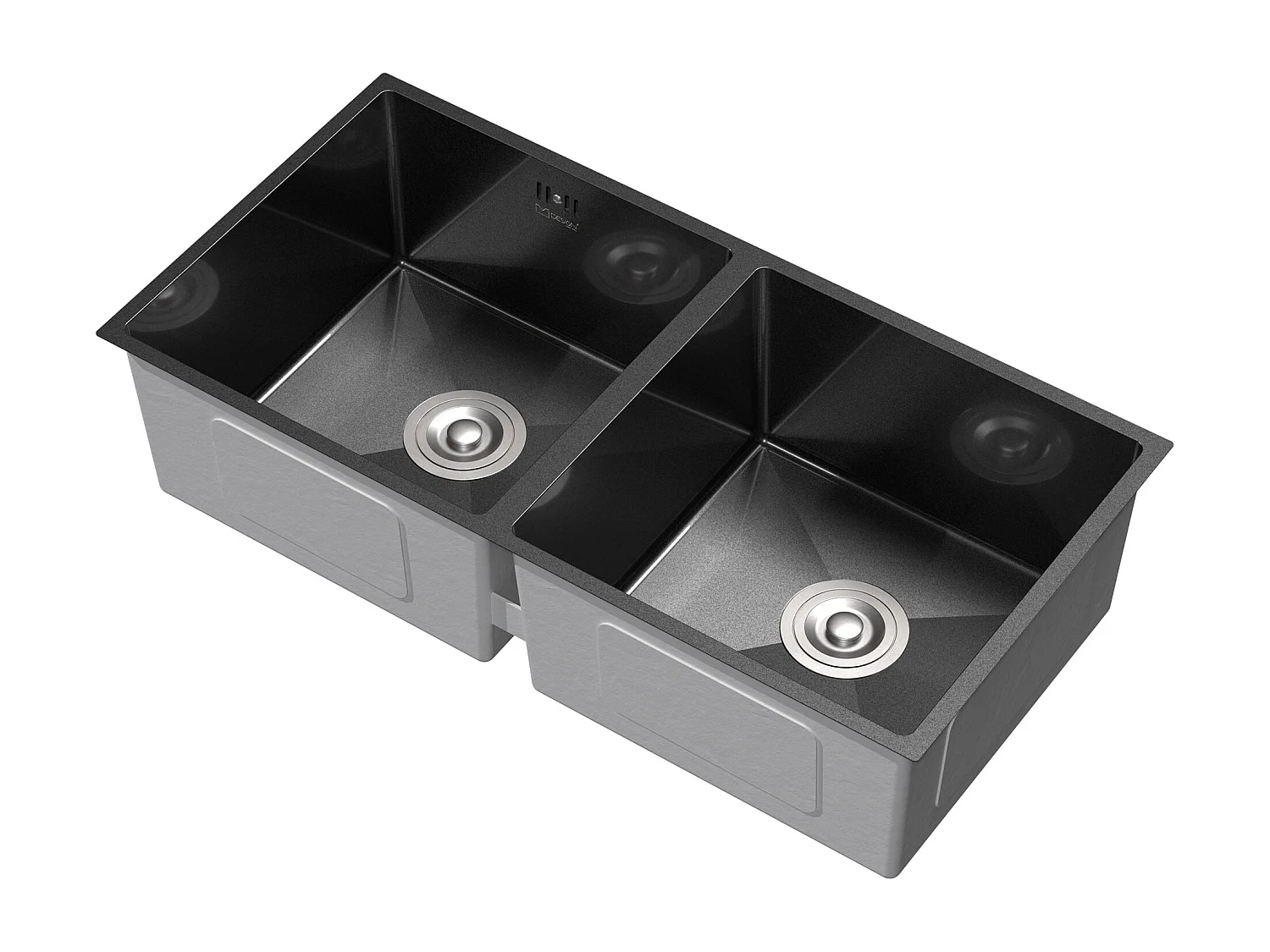 Fregadero de cocina doble 81,5x40cm lavabo antracita acero con desagüe y sifón