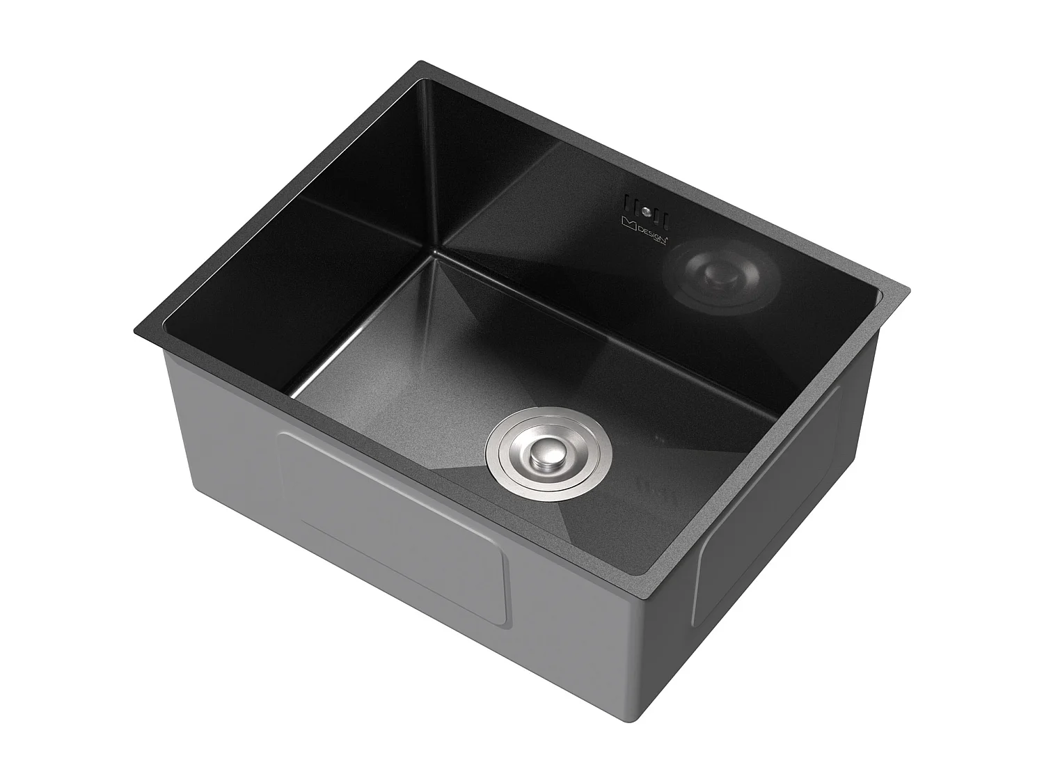 Fregadero de cocina de un seno 50x40cm antracita lavabo con desagüe y rebosadero
