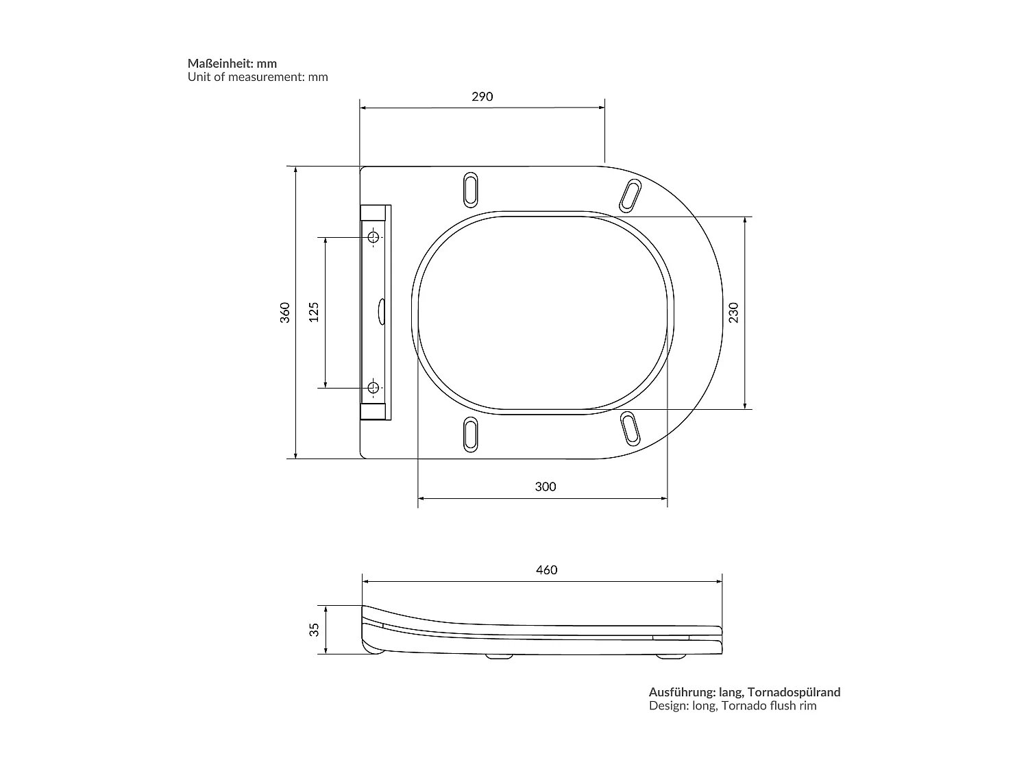 WC sospeso senza bordo toilette ceramica sciacquone tornado softclose nano