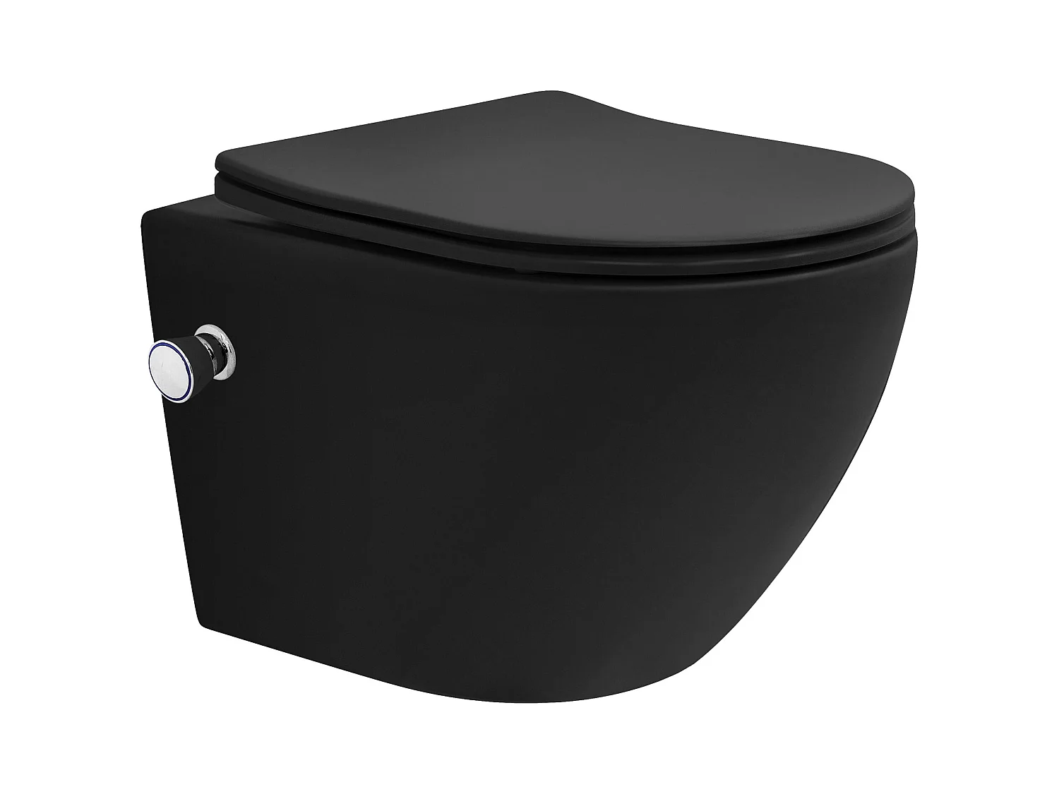 WC suspendu chasse d'eau tornado nano fonction bidet noir mat siège Softclose