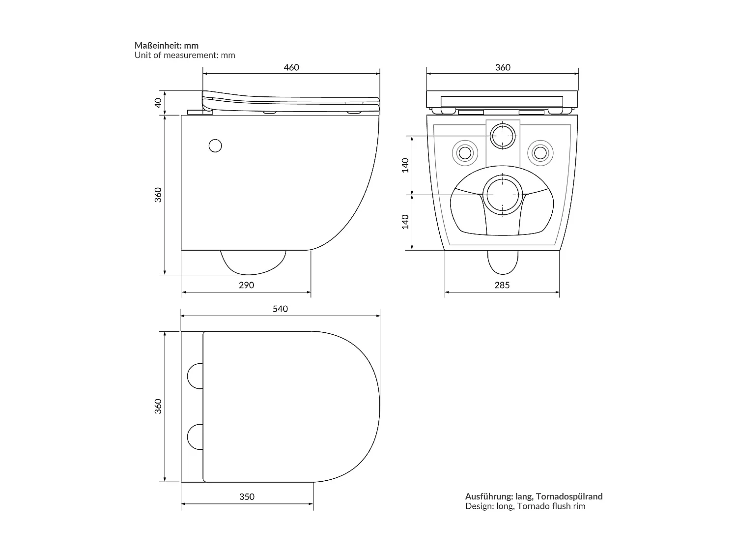 WC suspendu longue nano chasse d'eau tornado fonction bidet noir siège Softclose