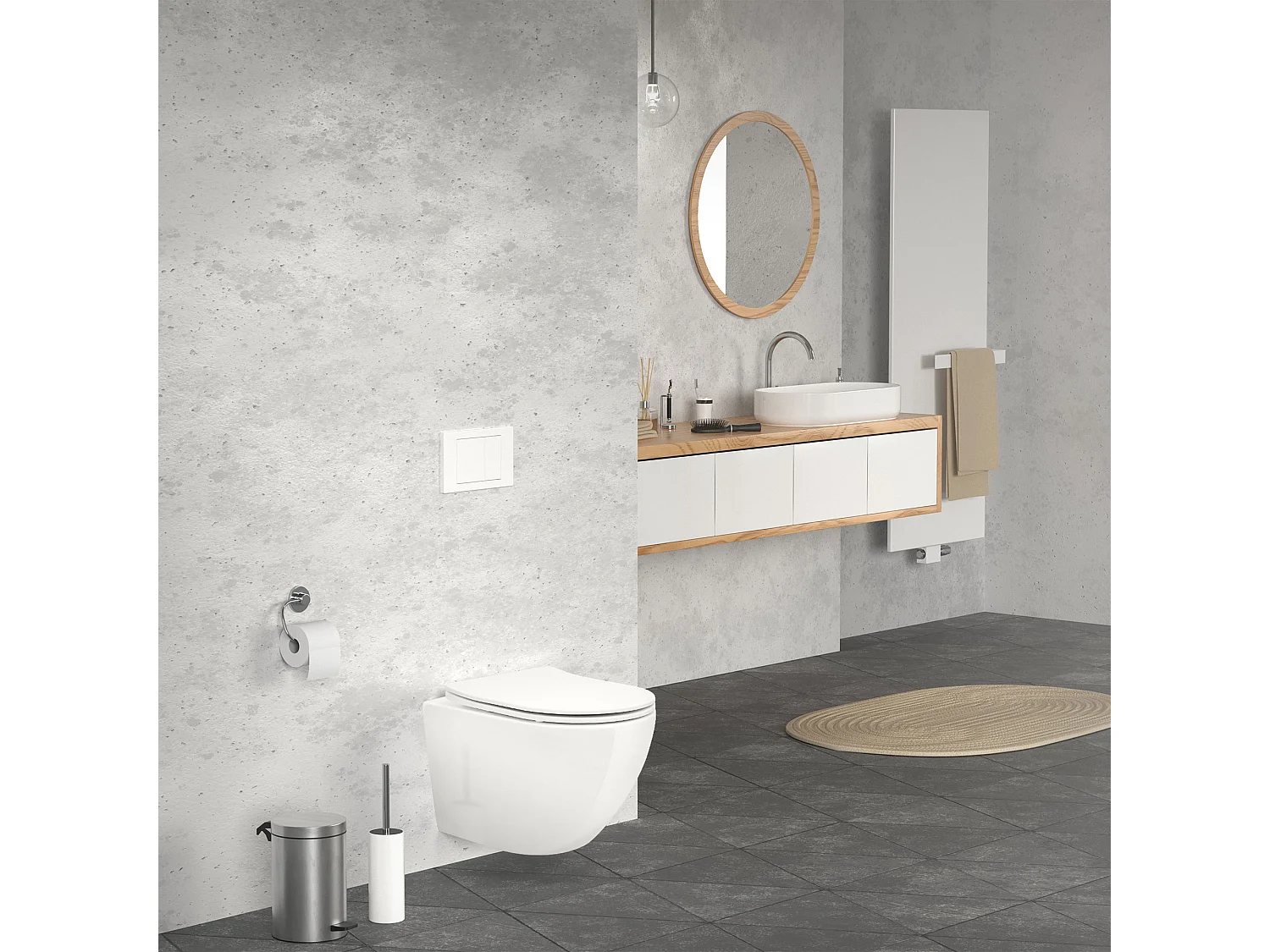 WC sospeso senza bordo in ceramica sciacquone tornado softclose sanitari nano