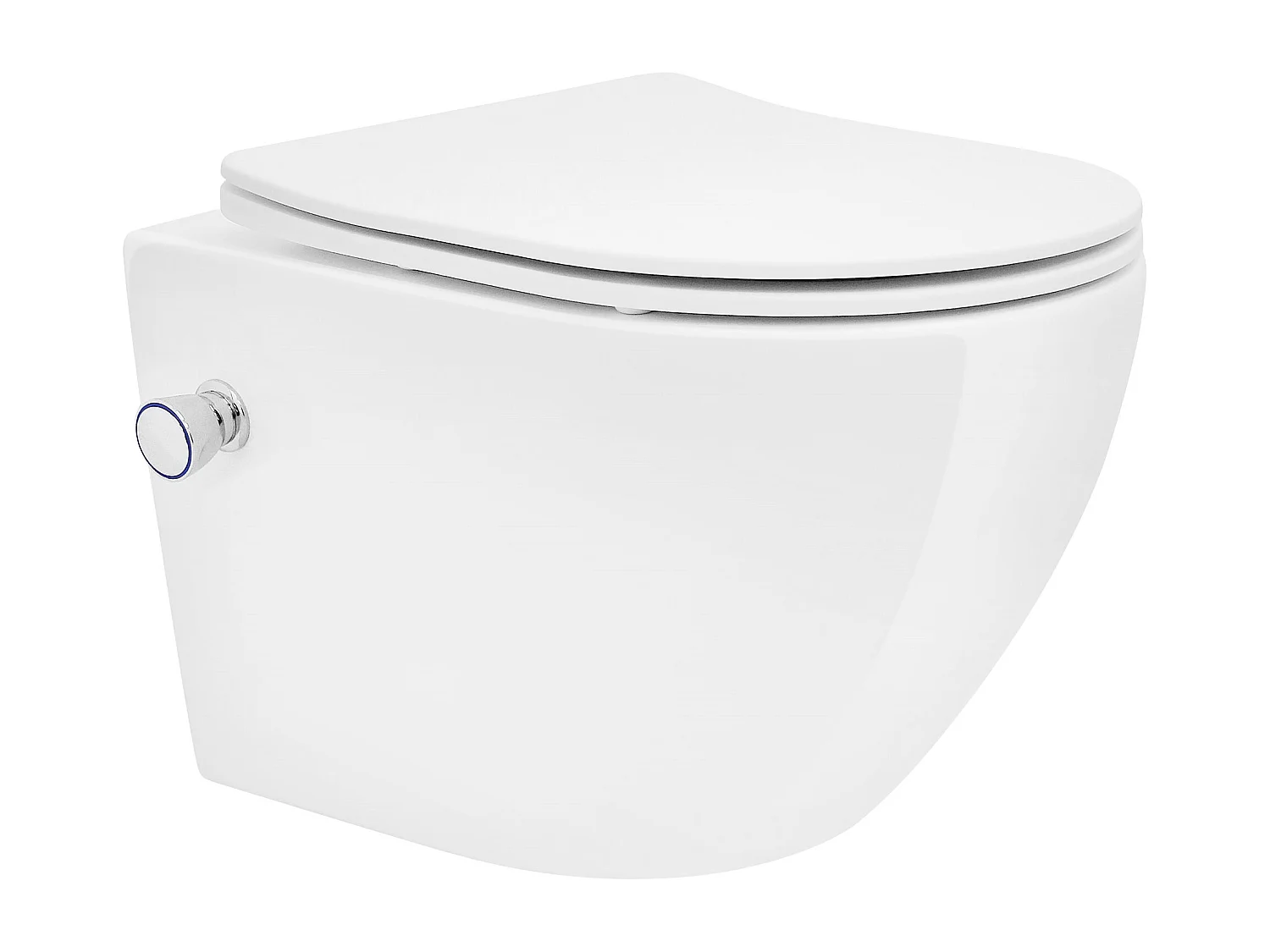 Toilette suspendu blanc sans rebord nano-revêtement+fonction bidet salle de bain