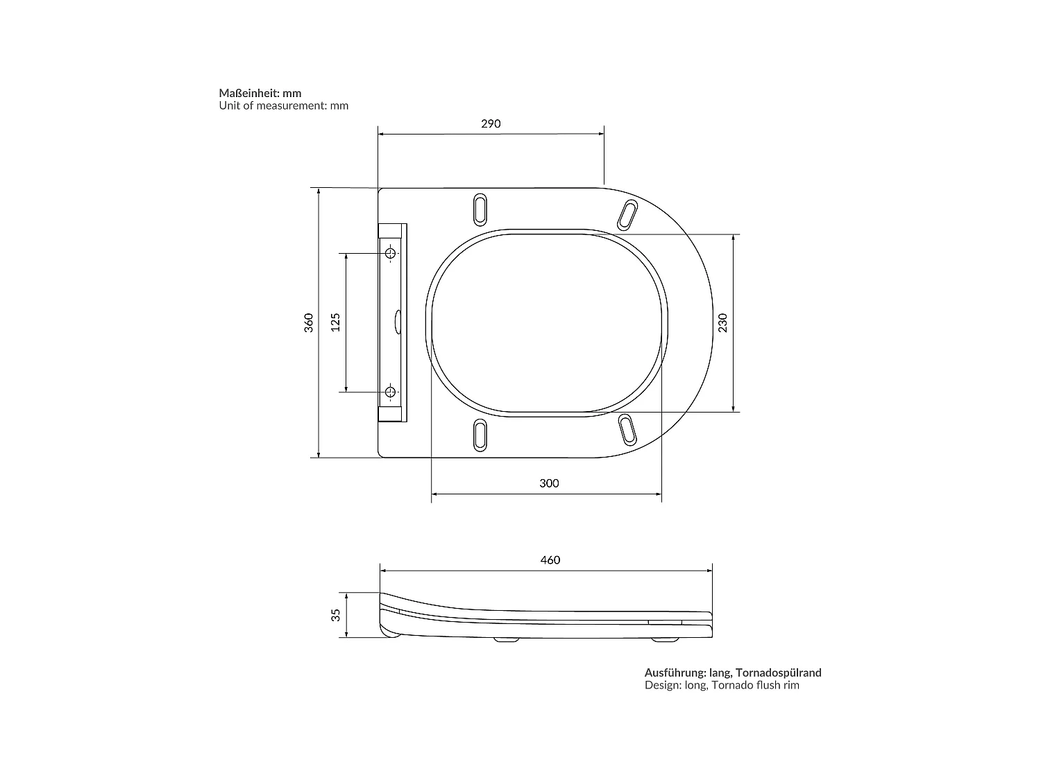 WC cerámico suspendido nanorecubrimiento negro largo 53,5cm sin borde softclose