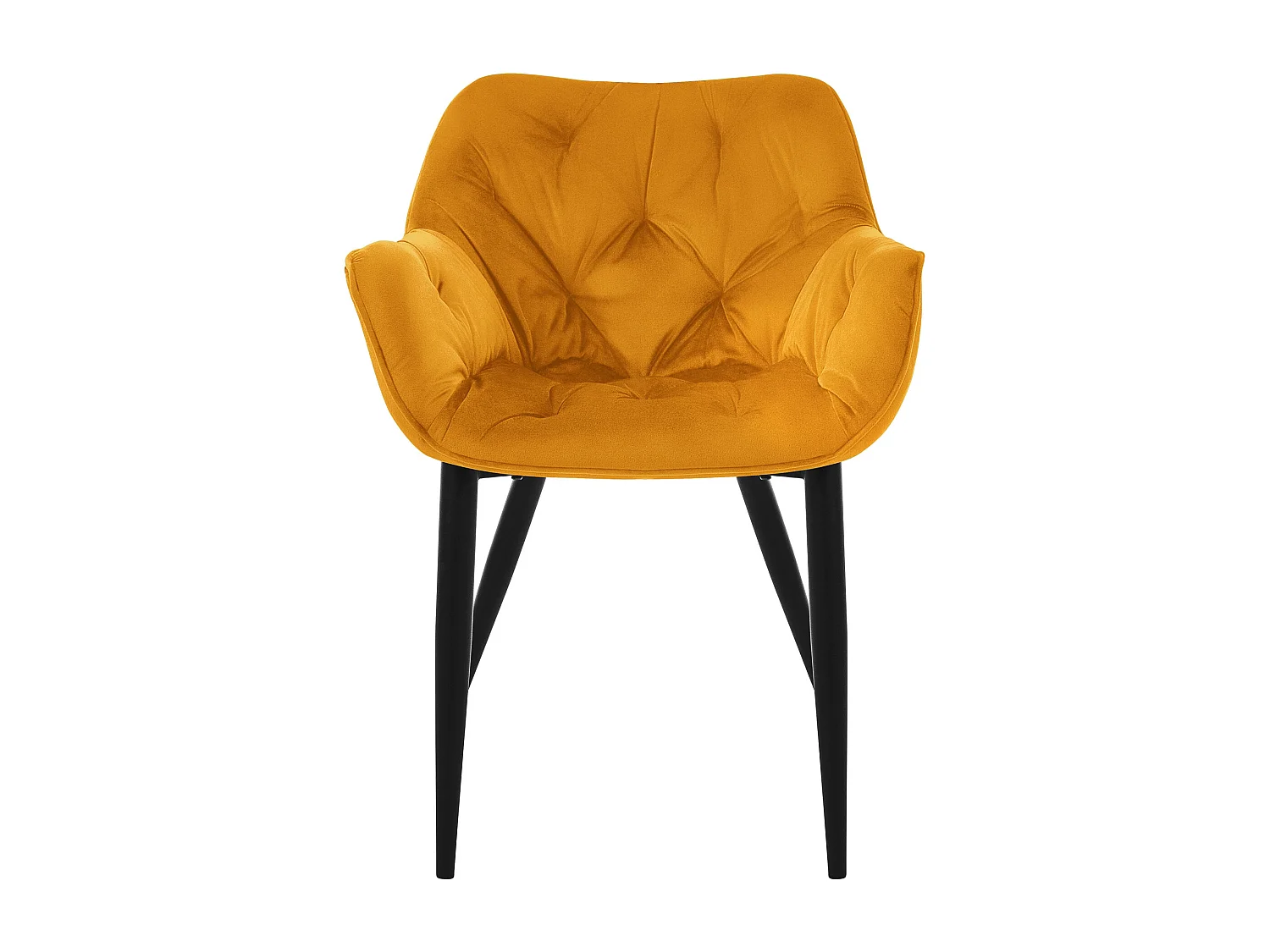 Lot de 6 chaises de salle à manger assisejaune moutarde velours pieds métal noir