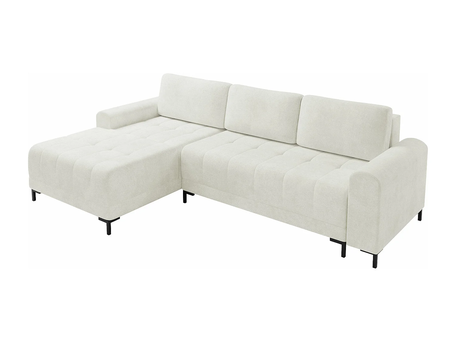 Canapé d'angle Stonecrest 100, Blanc, Fonction de couchage, Boîte de literie, 258x168cm