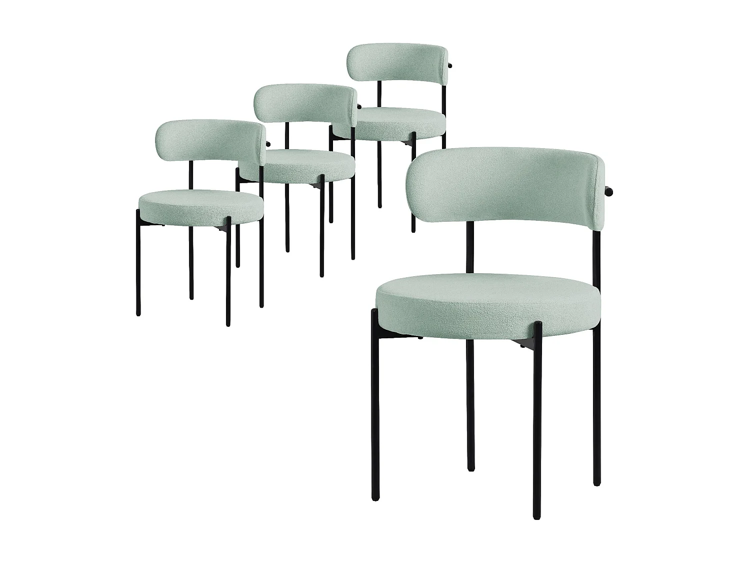 Set 4x sillas de comedor tejido teddy verde de terciopelo ergonómico moderno