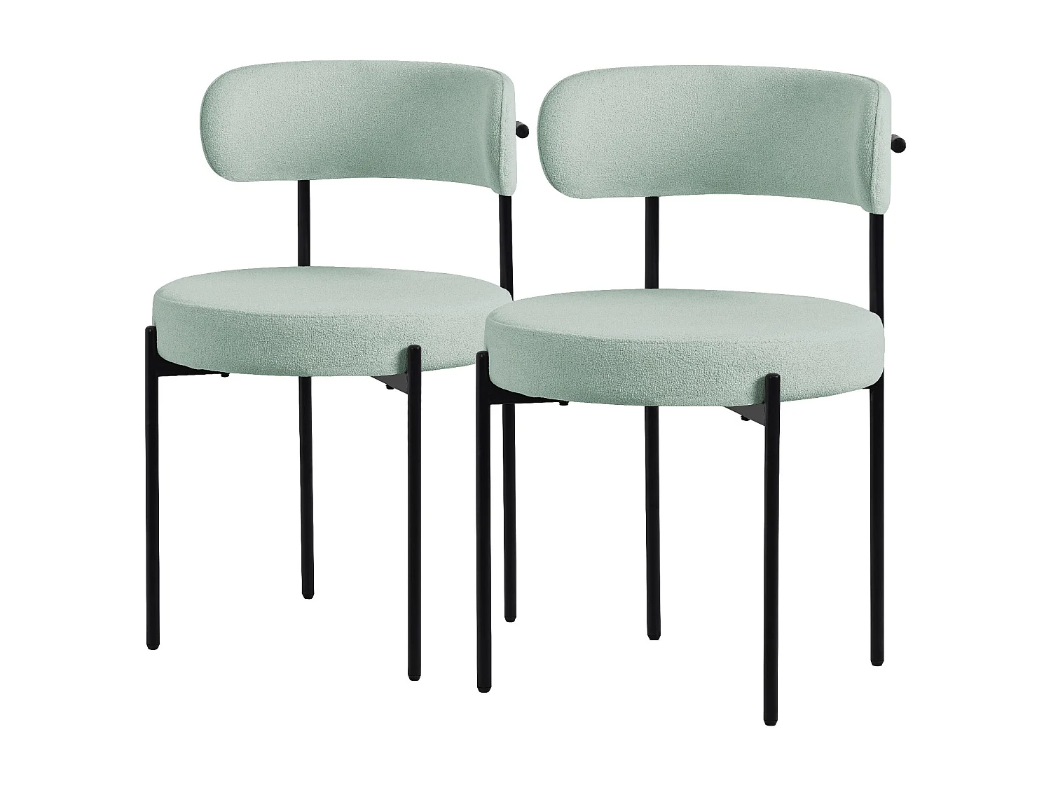 Set 2x sillas de comedor tejido teddy verde de terciopelo ergonómico moderno