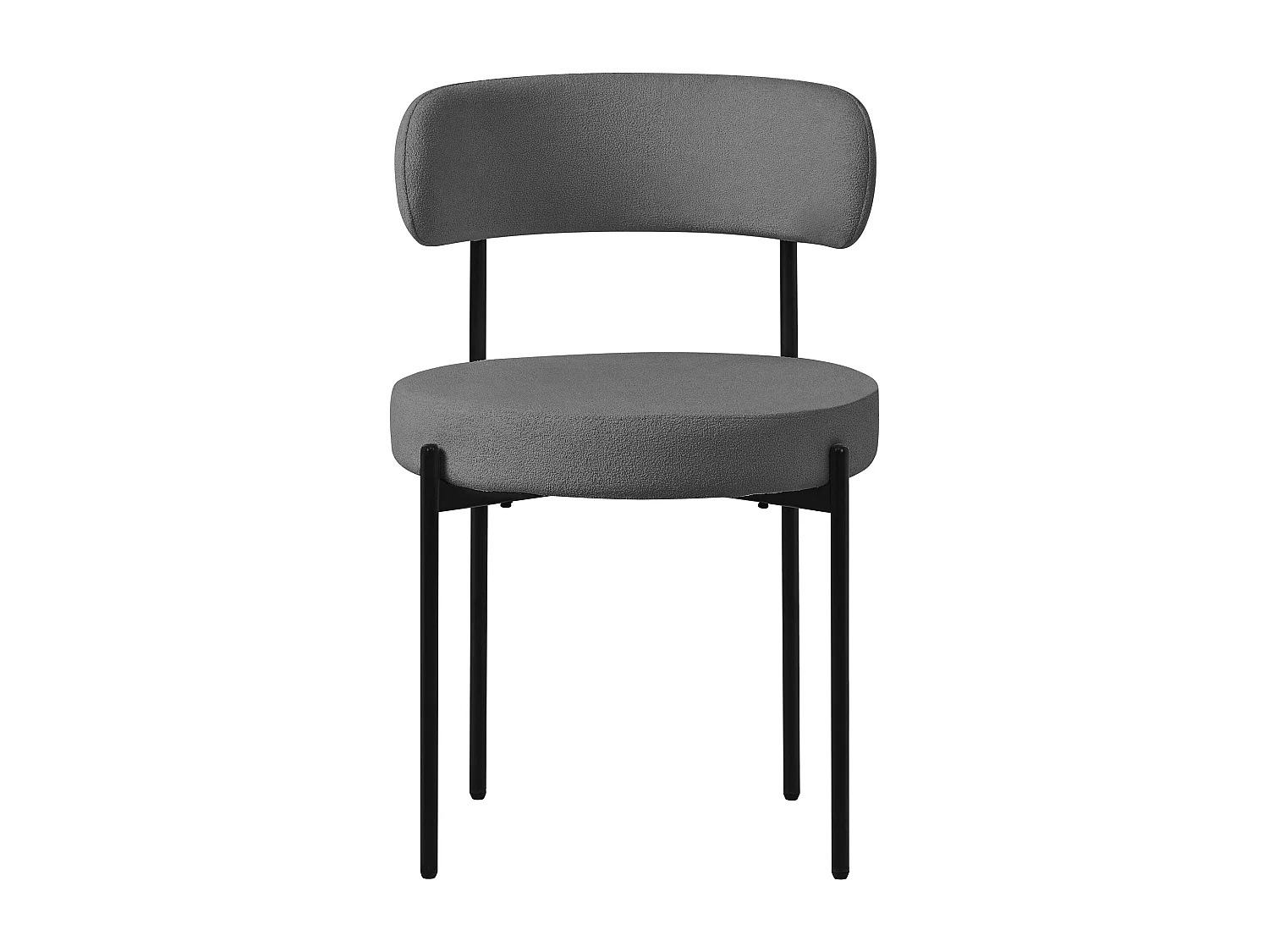 Lot de 6 chaises de cuisine rond en tissu teddy gris avec dossier pied en acier