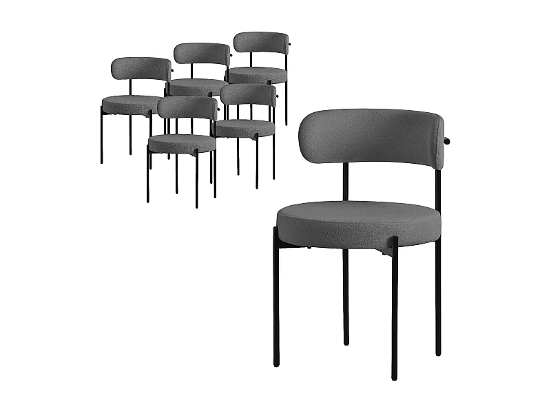 Set di 6 sedie da sala da pranzo grigio da cucina soggiorno poltrona ergonomiche
