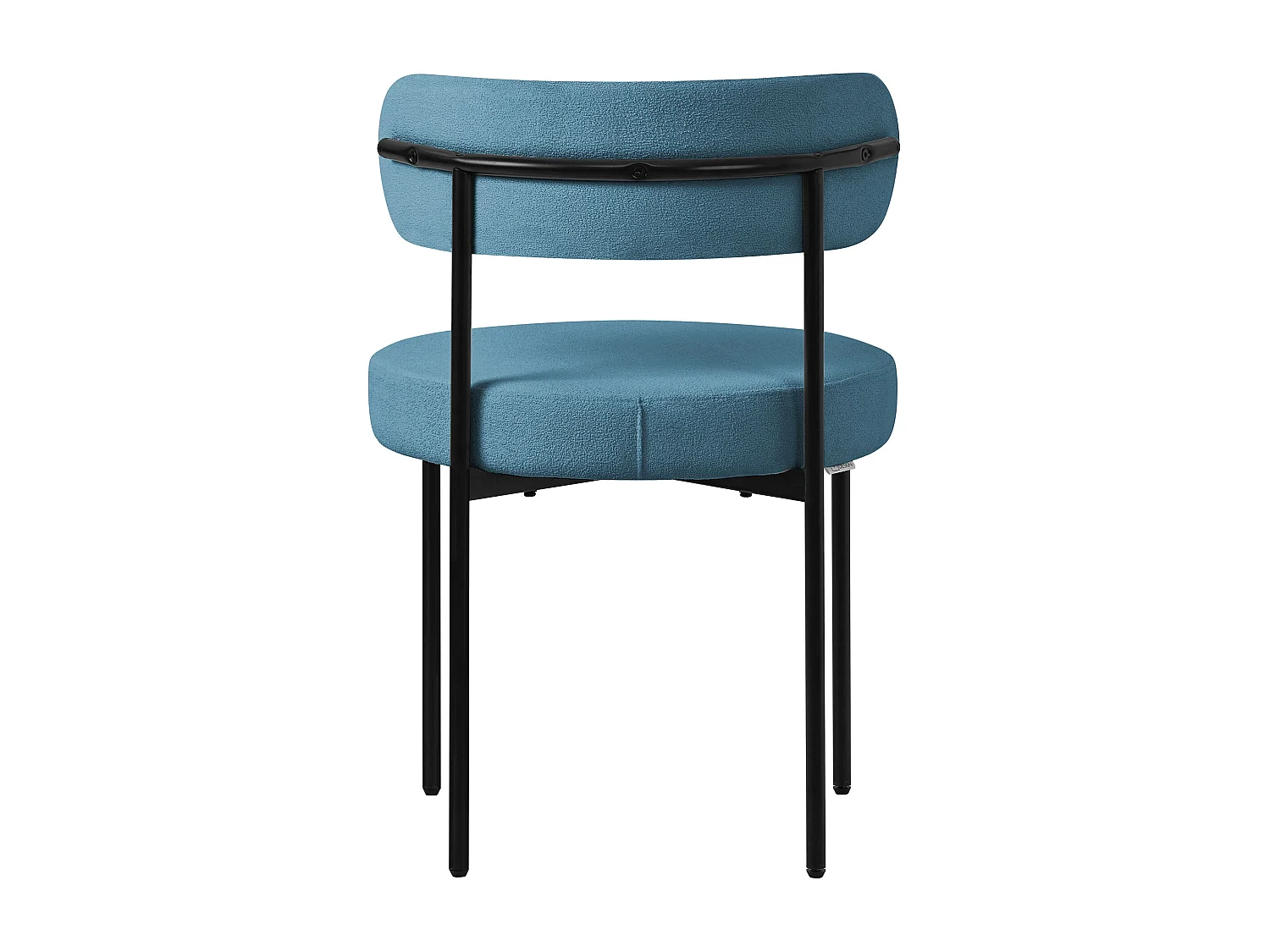 Lot de 6 chaises de cuisine rond en tissu teddy bleu avec dossier pied en acier