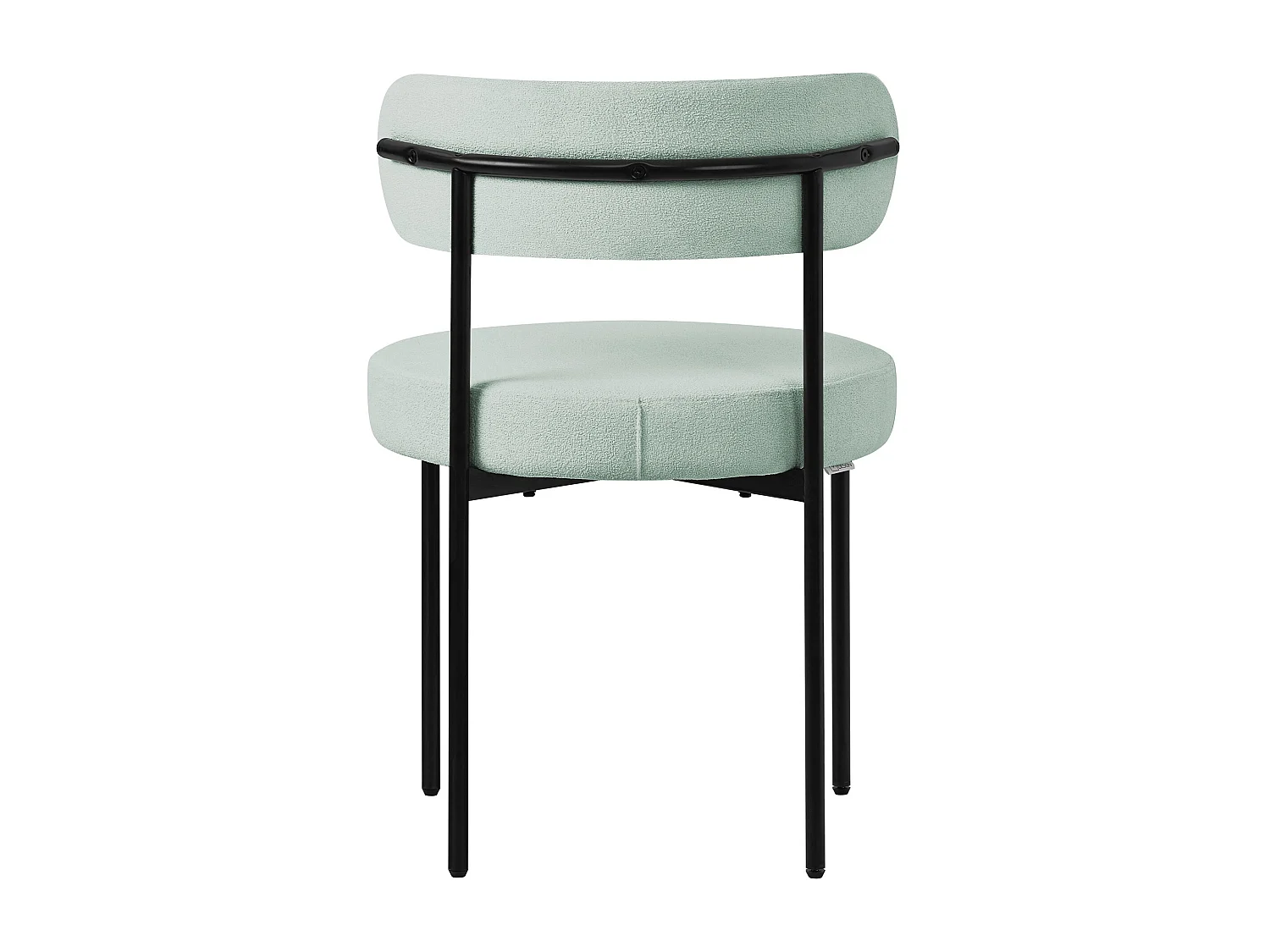 Lot de 6 chaises de cuisine rond en tissu teddy vert avec dossier pied en acier