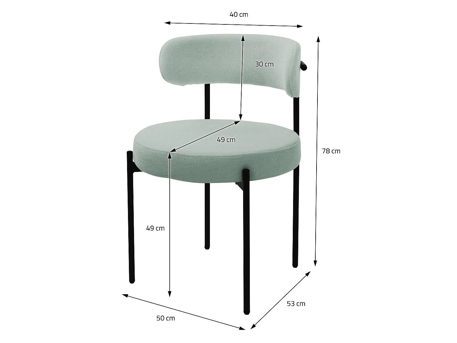 ML-Design Set di 6 sedie verde imbottite in tessuto teddy per sala da pranzo, gambe in metallo nero, con schienale ergonomico, ideali per soggiorno