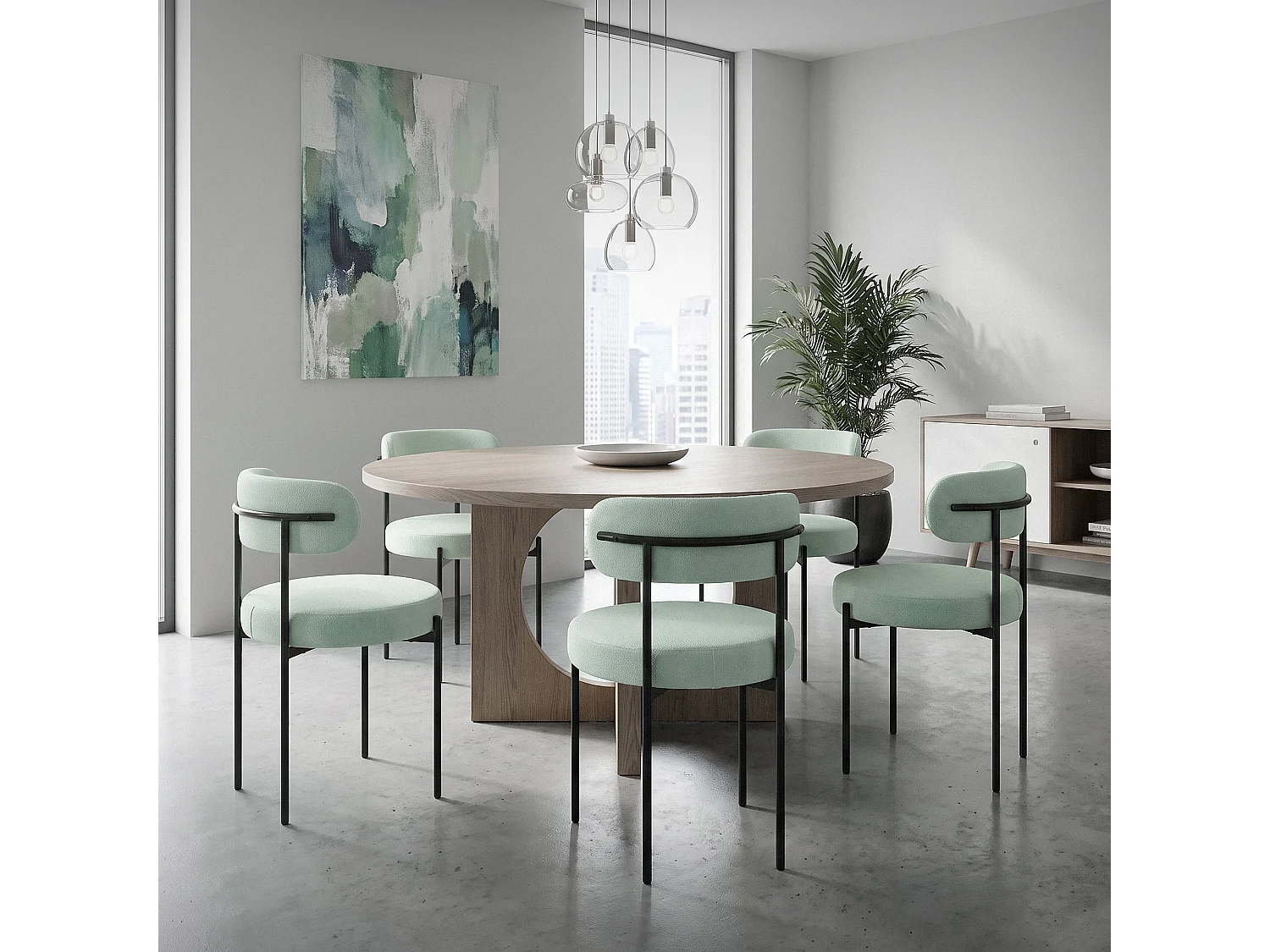 ML-Design Set di 6 sedie verde imbottite in tessuto teddy per sala da pranzo, gambe in metallo nero, con schienale ergonomico, ideali per soggiorno